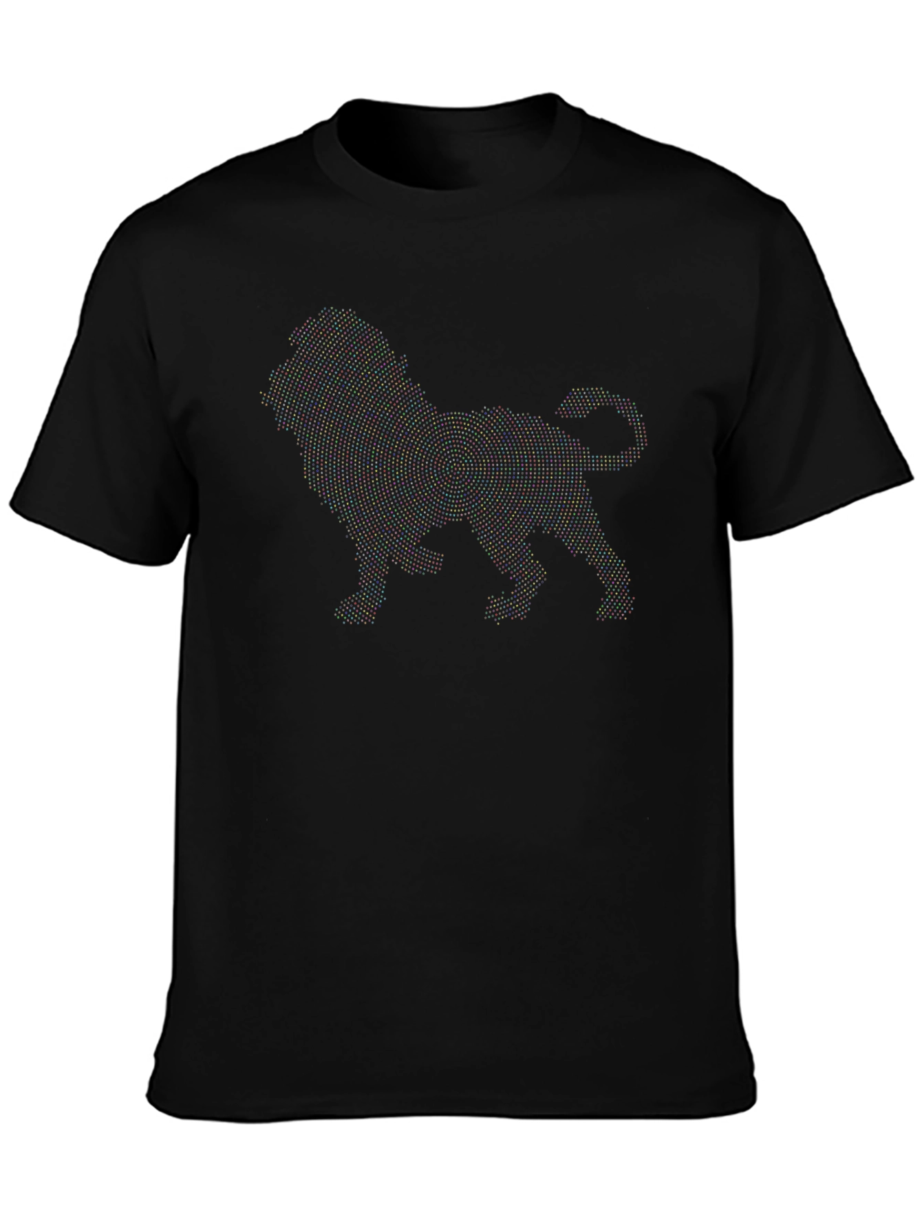 Lion Dot Art Black T-Shirt
