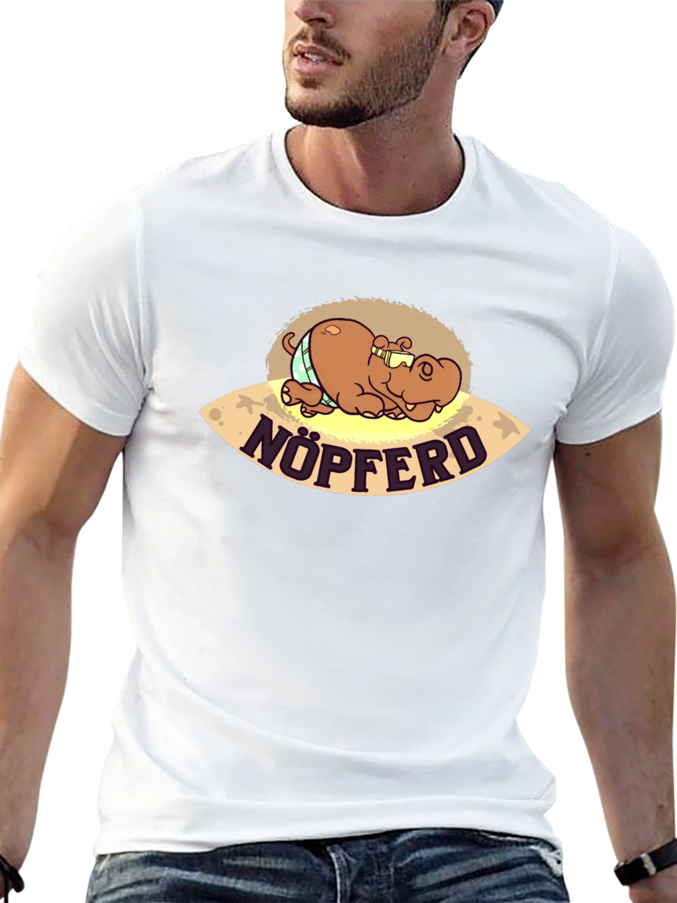 Nöpferd Cartoon Black T-Shirt