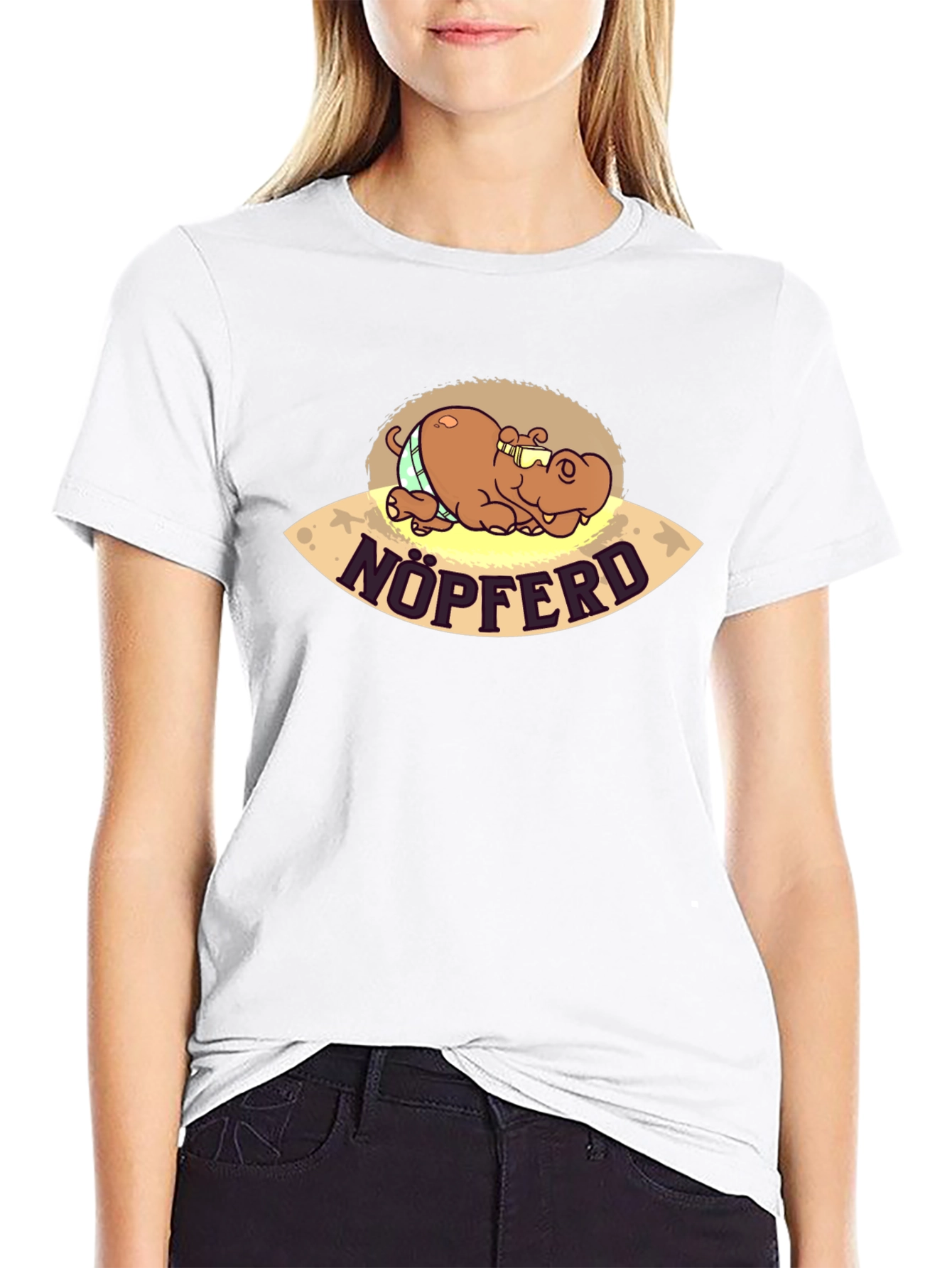 Nöpferd Cartoon Black T-Shirt