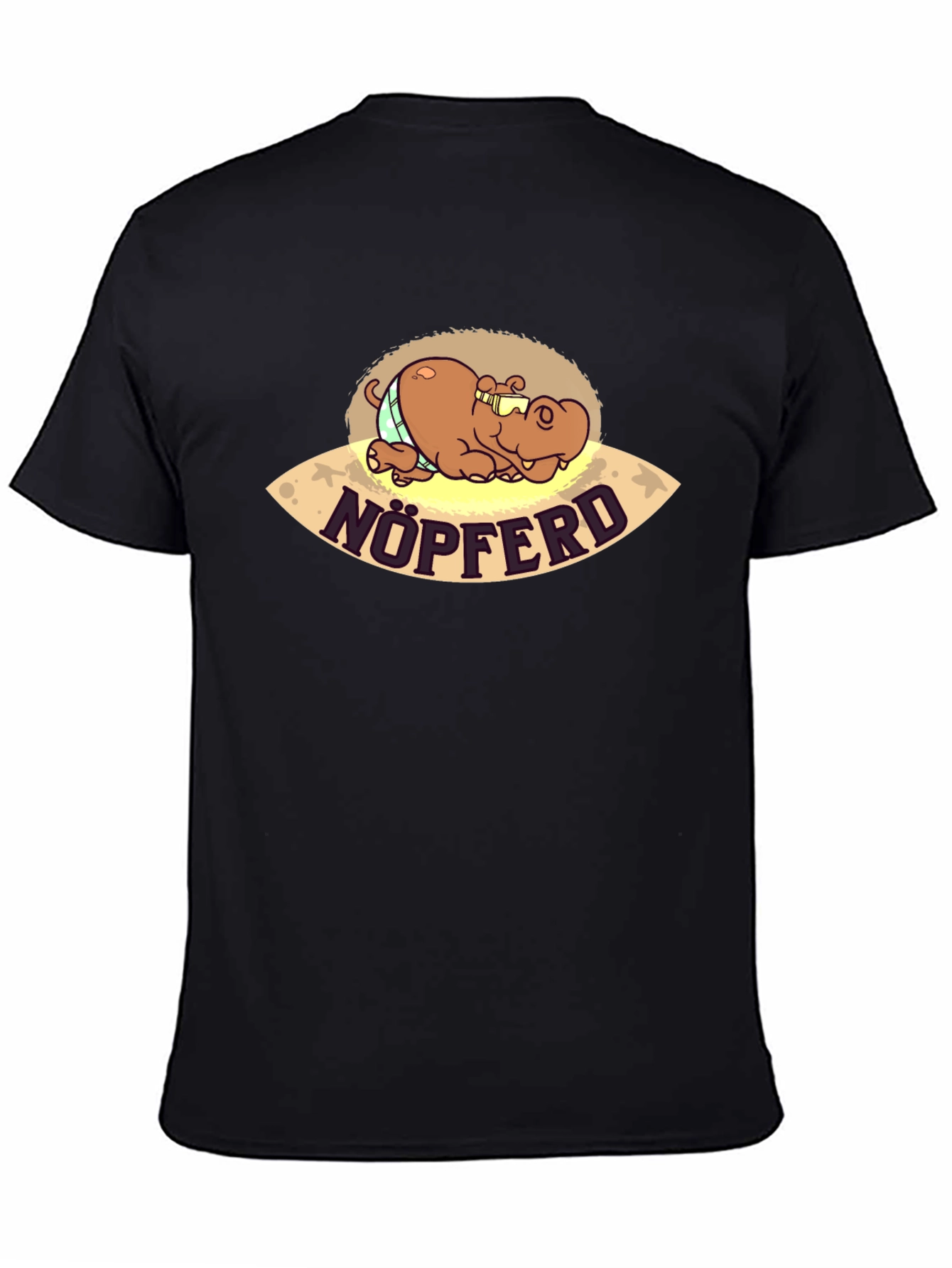 Nöpferd Cartoon Black T-Shirt