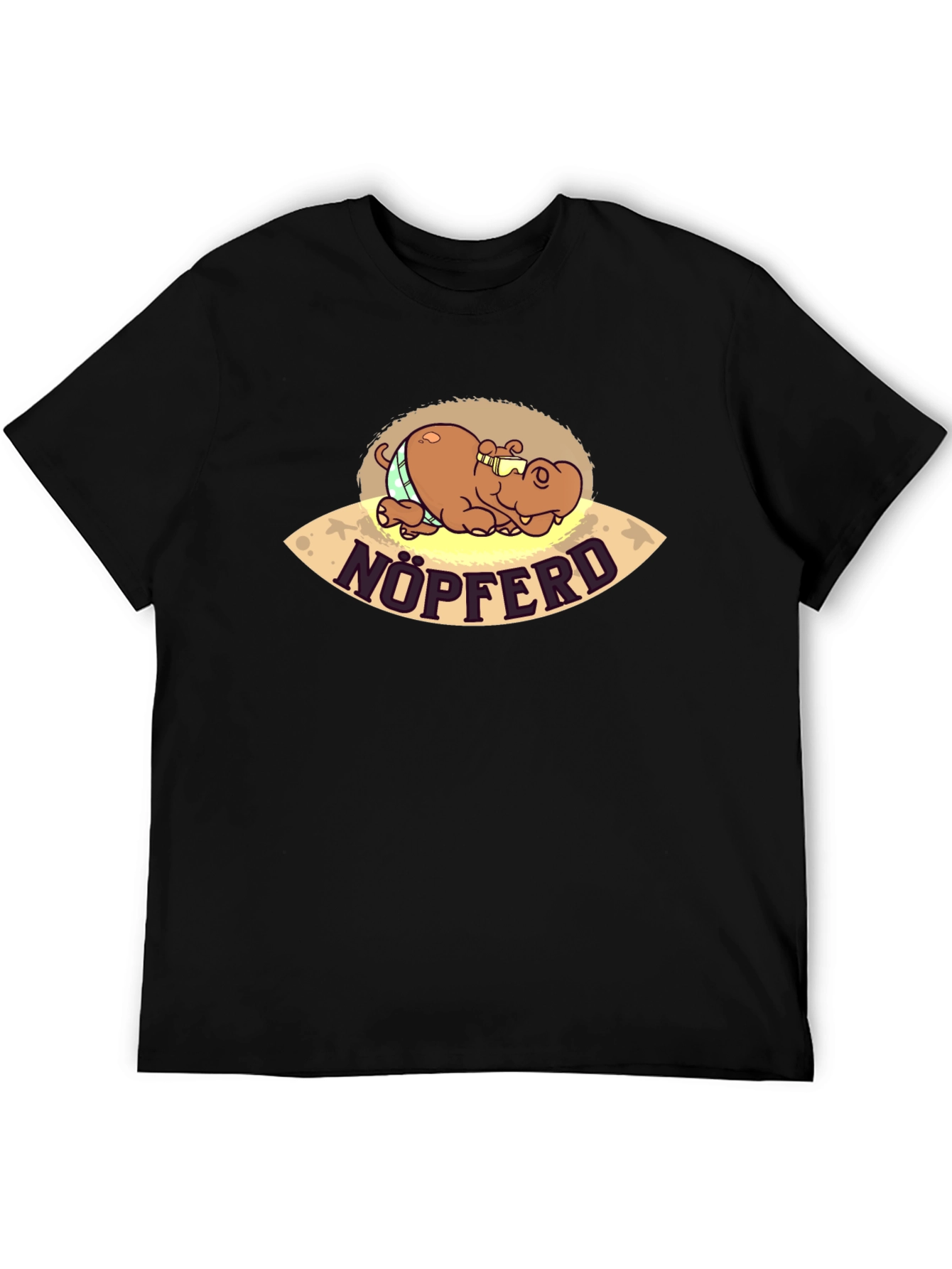 Nöpferd Cartoon Black T-Shirt