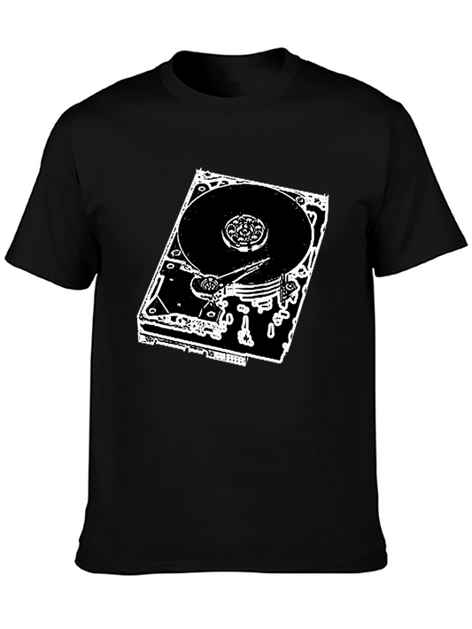Hard Drive Graphic Tee - Black Short Sleeve T-Shirt