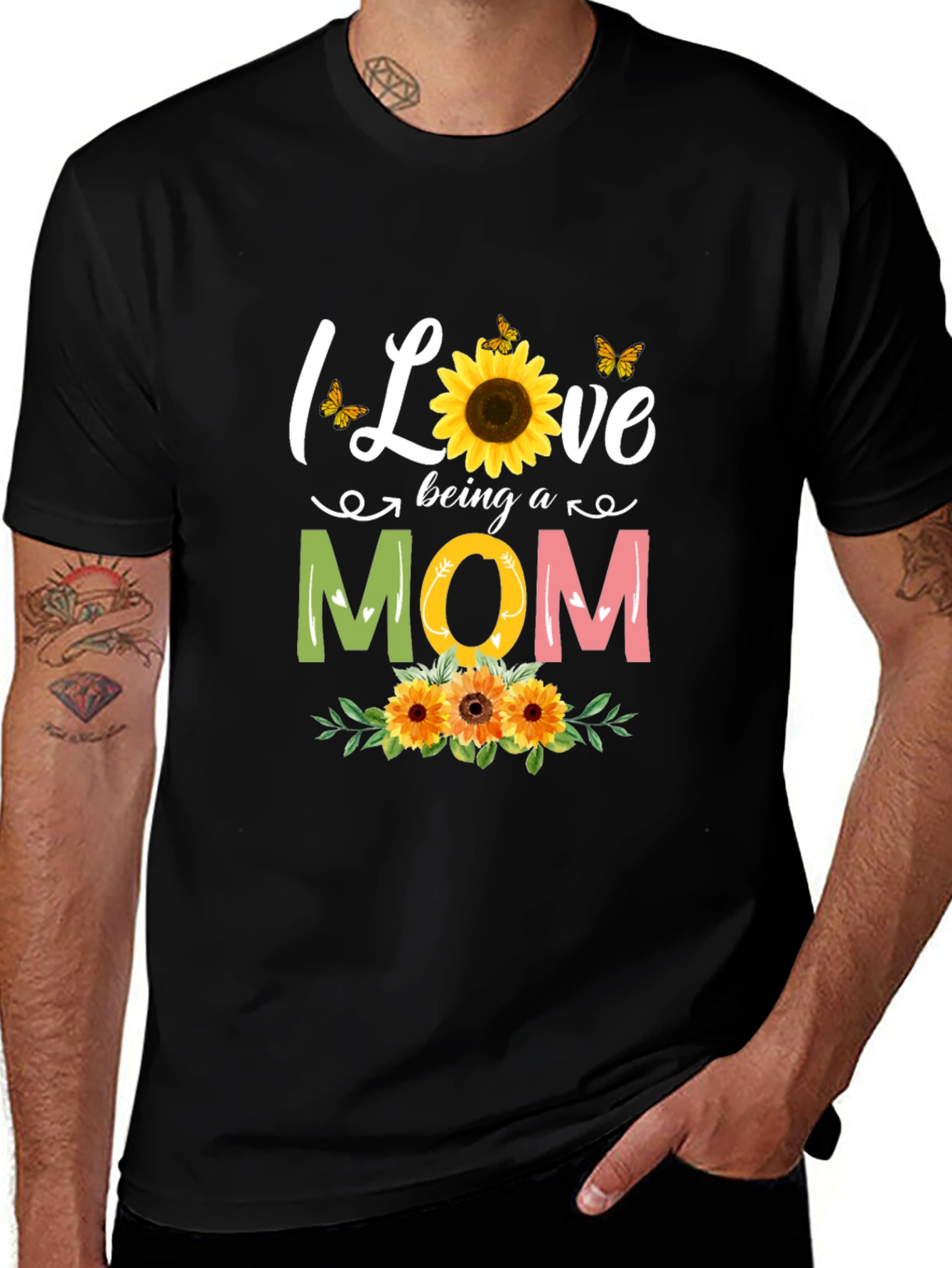 I Love Being A Mom Sunflower Graphic Tee
