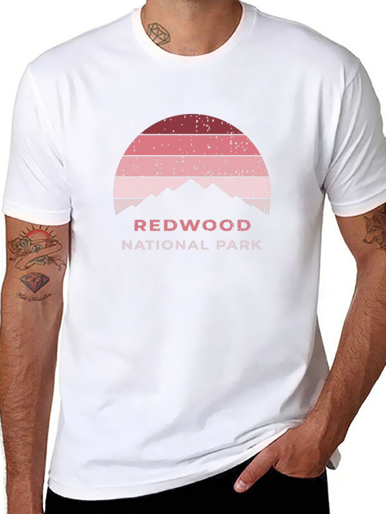 Redwood National Park Sunset Graphic Tee - Retro Style