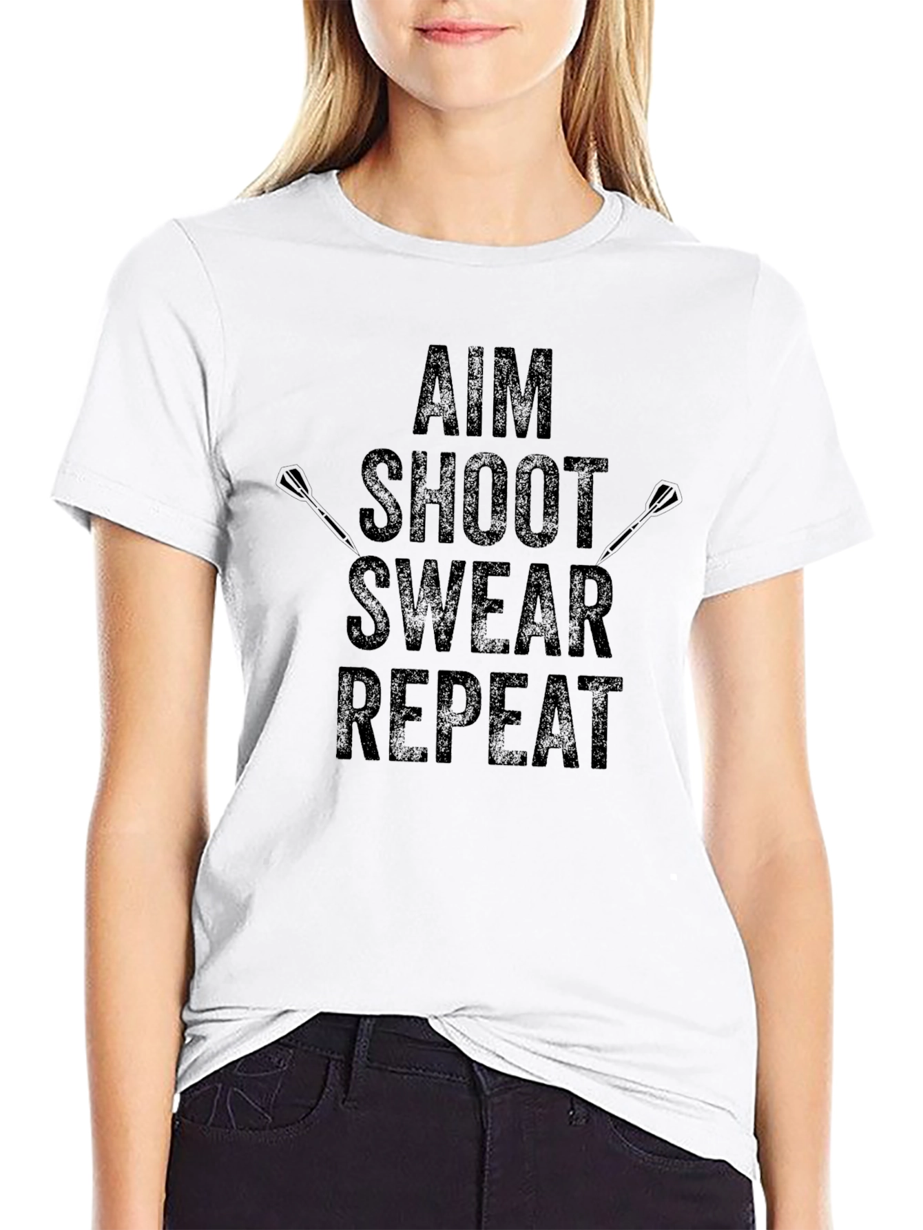 Aim Shoot Swear Repeat - Mens Graphic T-Shirt