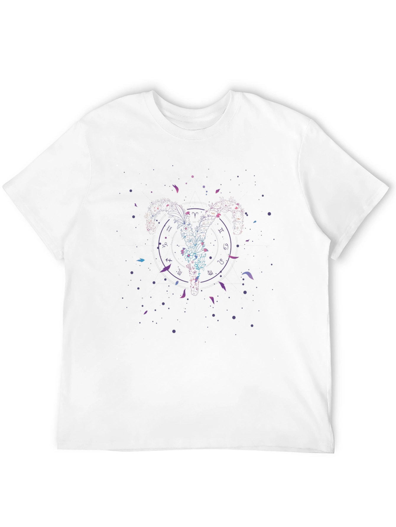 Cosmic Zodiac Aries Ram Graphic T-Shirt - Black