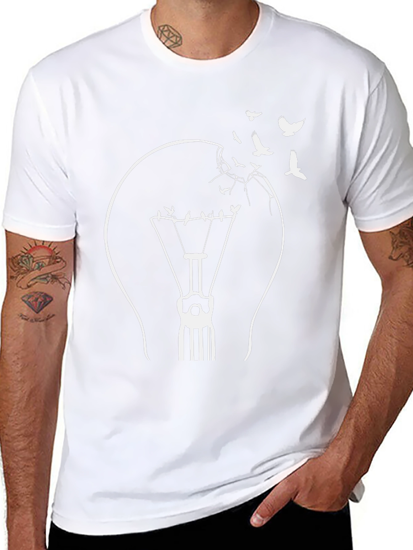 Bird Light Bulb Graphic Tee - Unique Design!