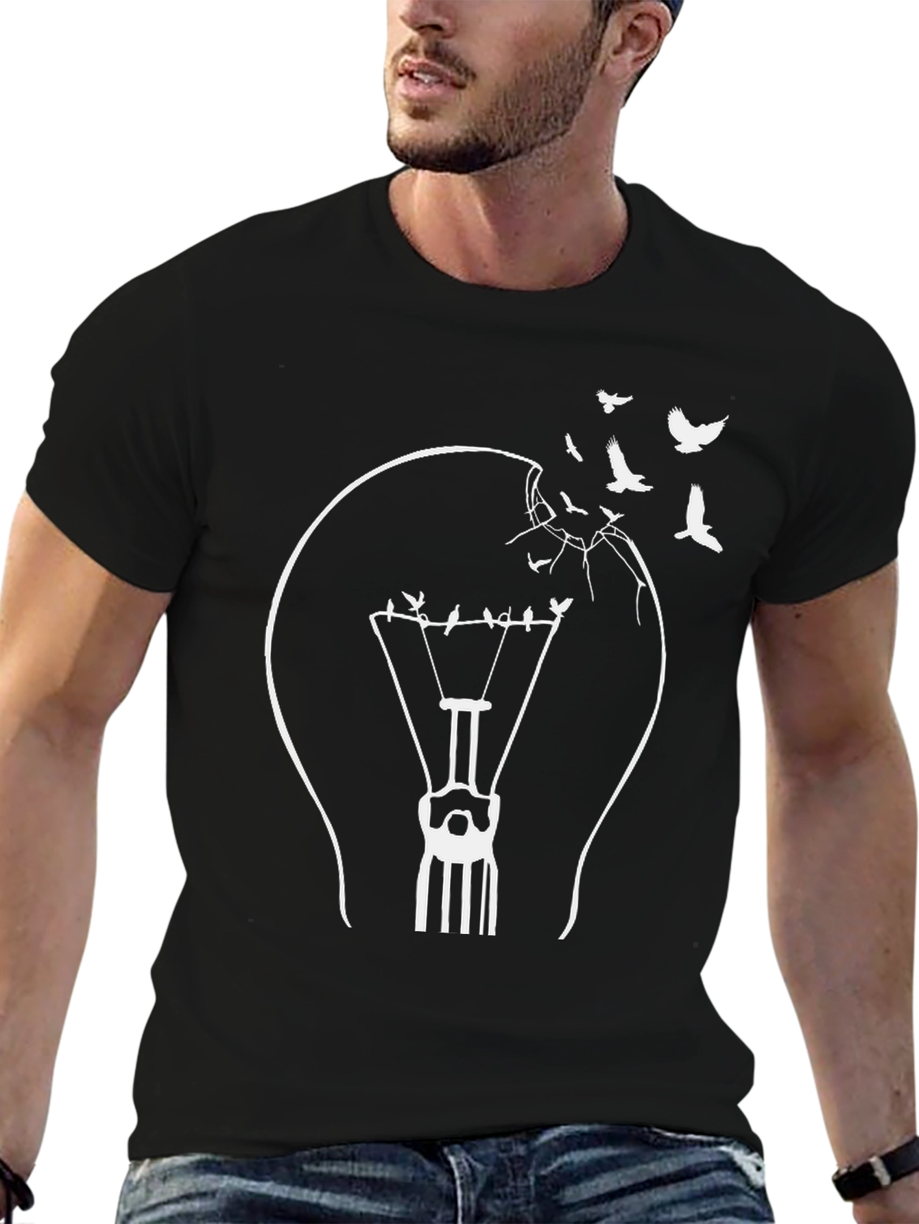 Bird Light Bulb Graphic Tee - Unique Design!
