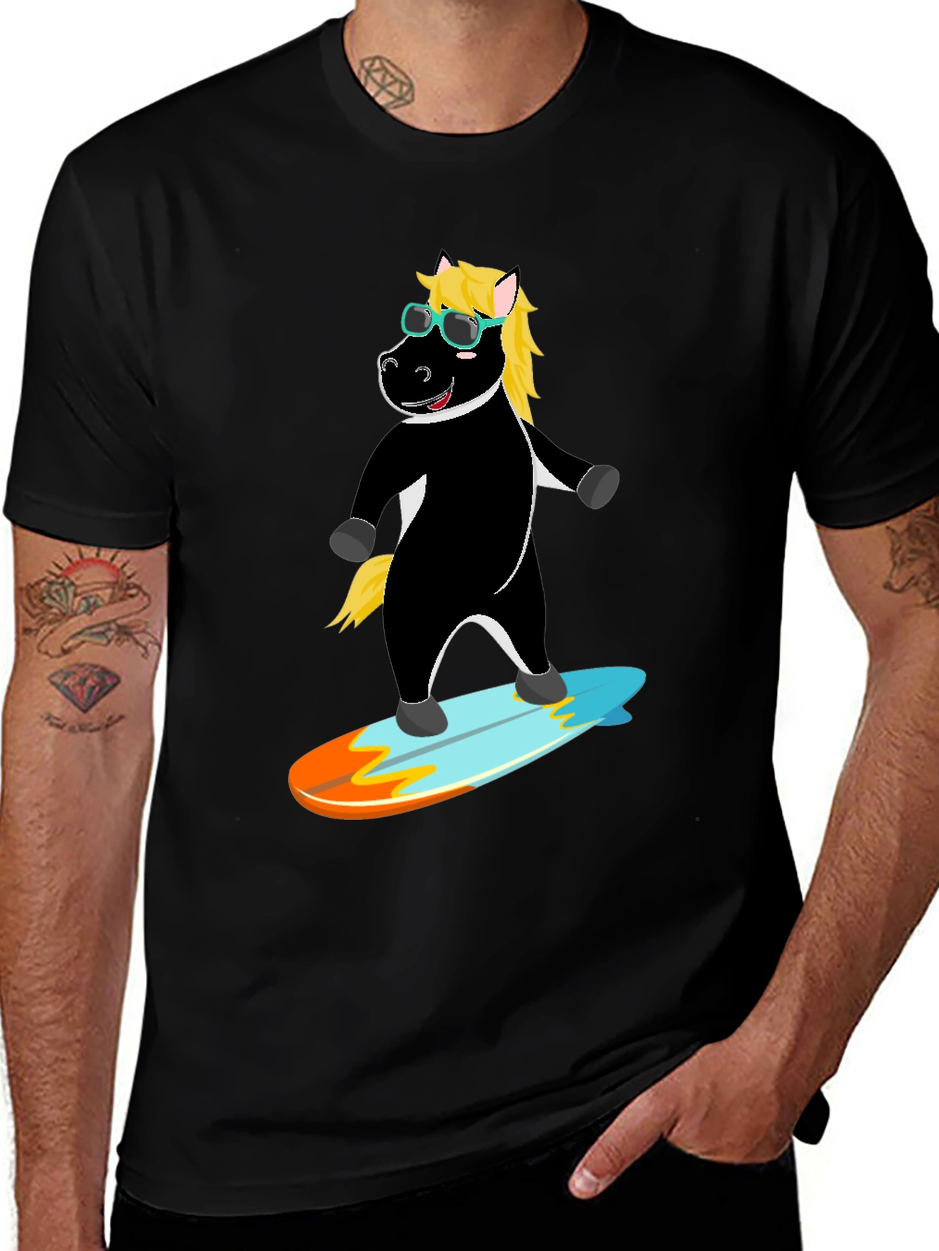 Surfing Horse Tee - Cool Cartoon Graphic