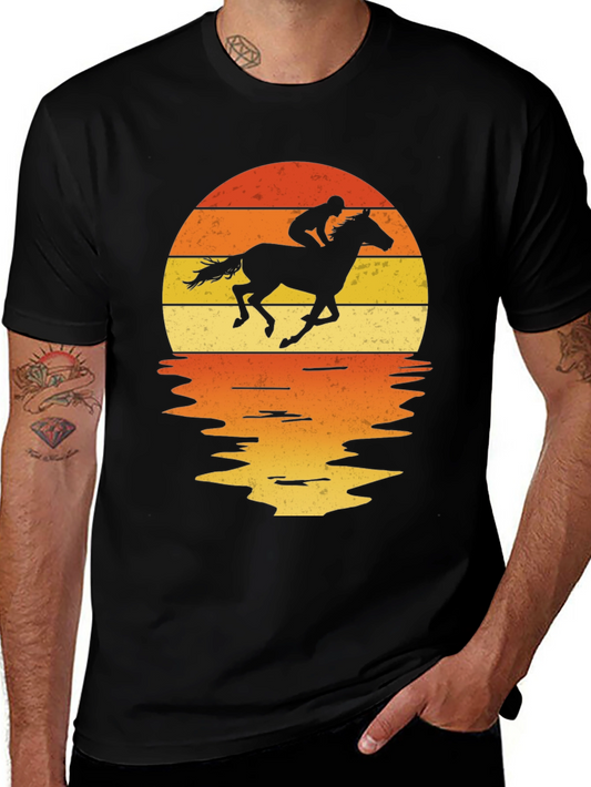 Horse Rider Sunset Graphic Tee