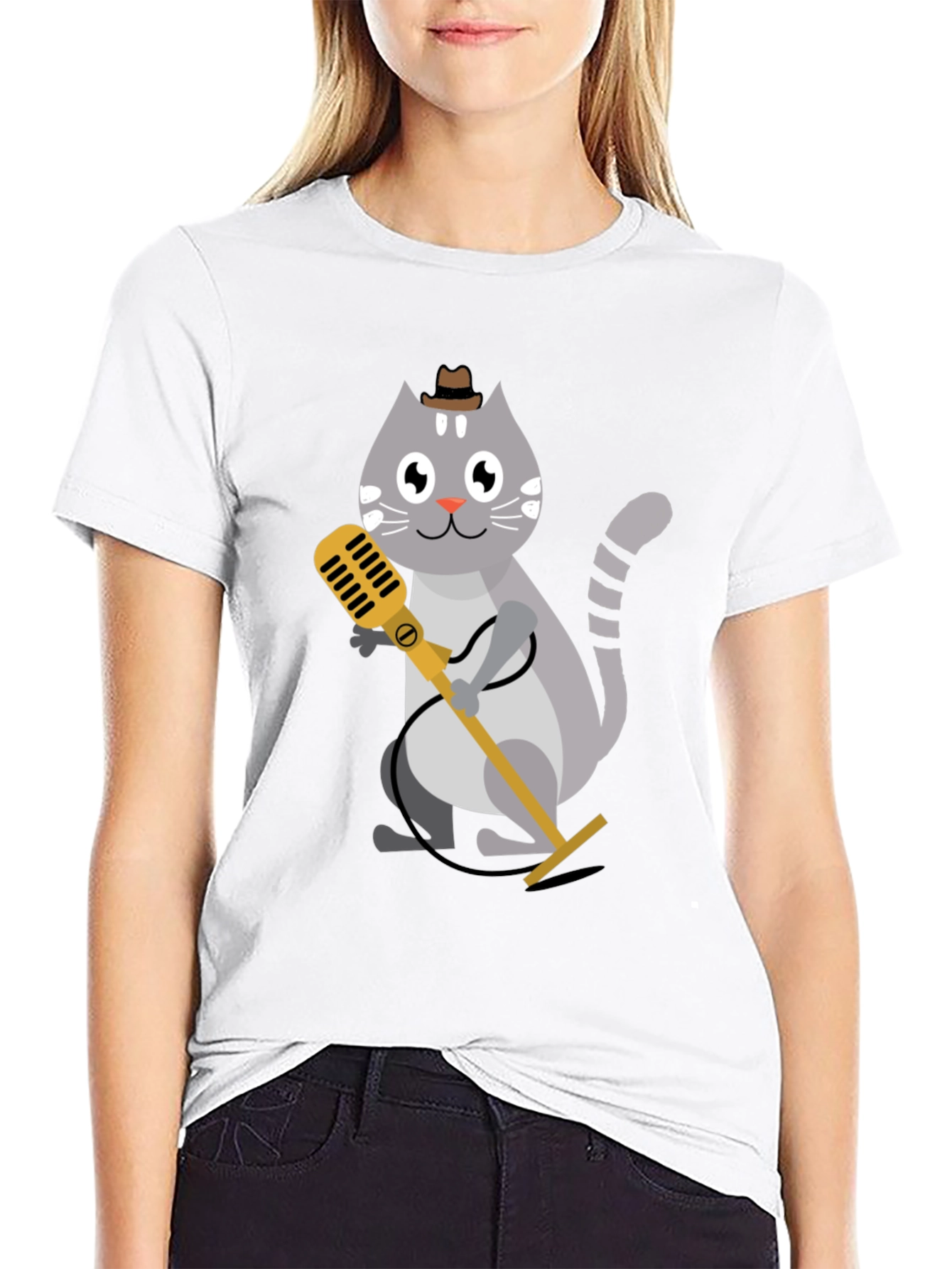 Cool Cat Singer T-Shirt - Black