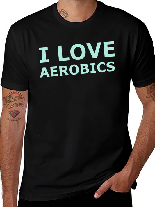 I Love Aerobics Graphic T-Shirt - Black