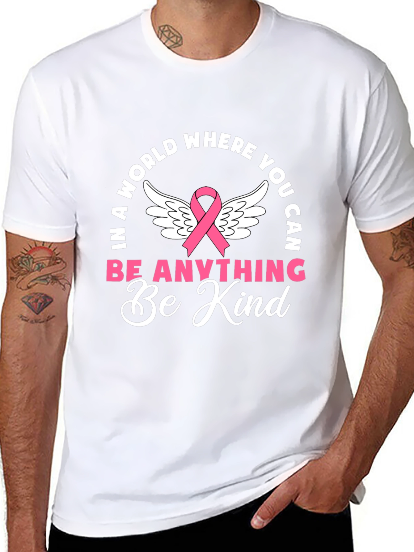 Be Kind Graphic T-Shirt - Breast Cancer Awareness