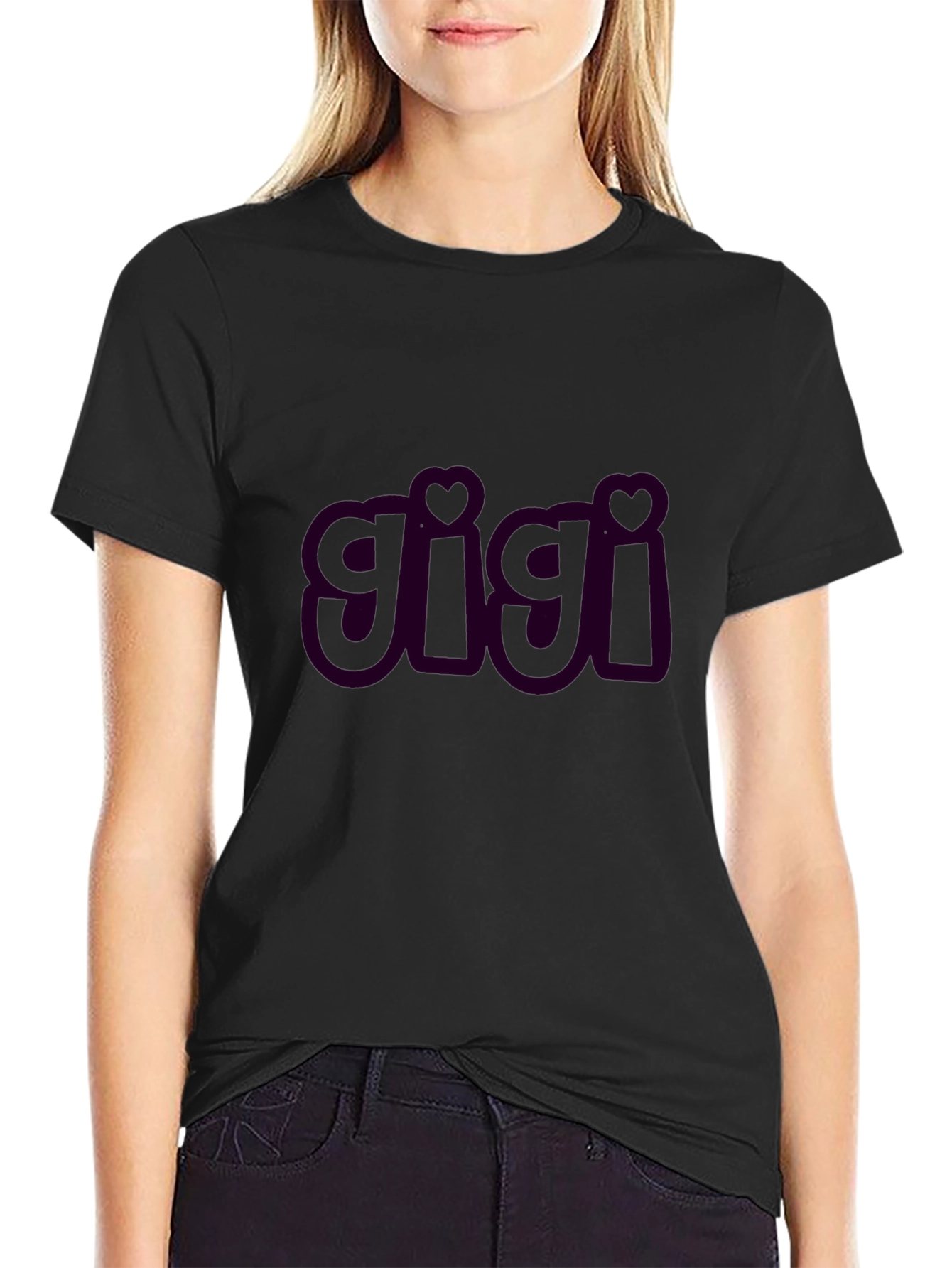 Gigi Heart Tee - Black Cotton Comfort