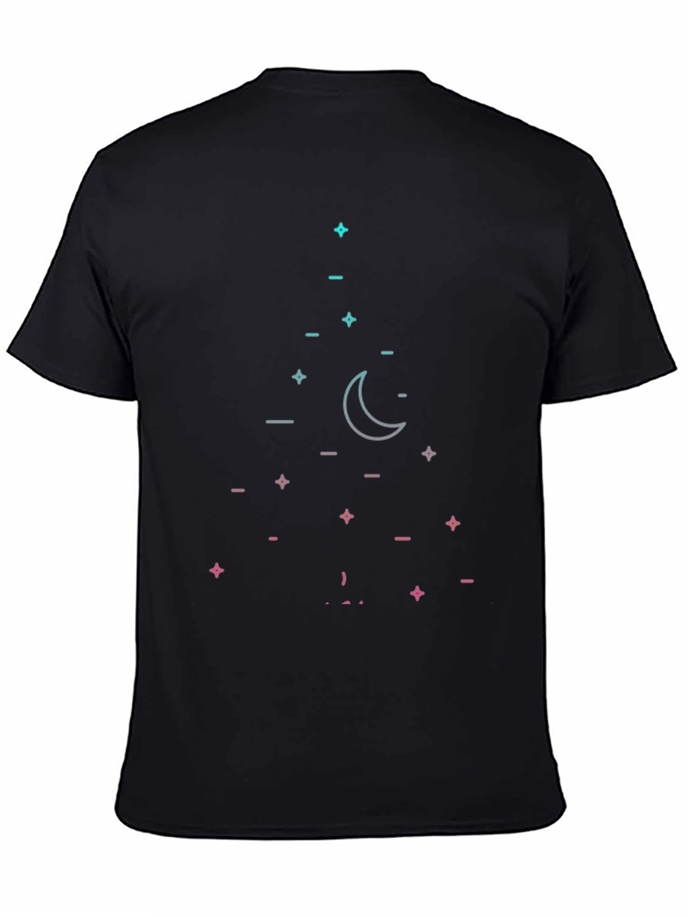 Geometric Moon & Stars Black T-Shirt