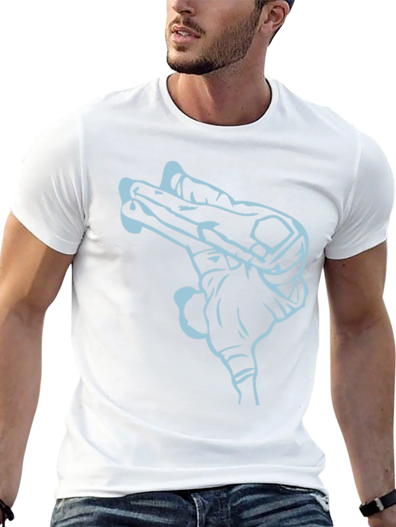 Graphic Tee: Handgun Outline T-Shirt