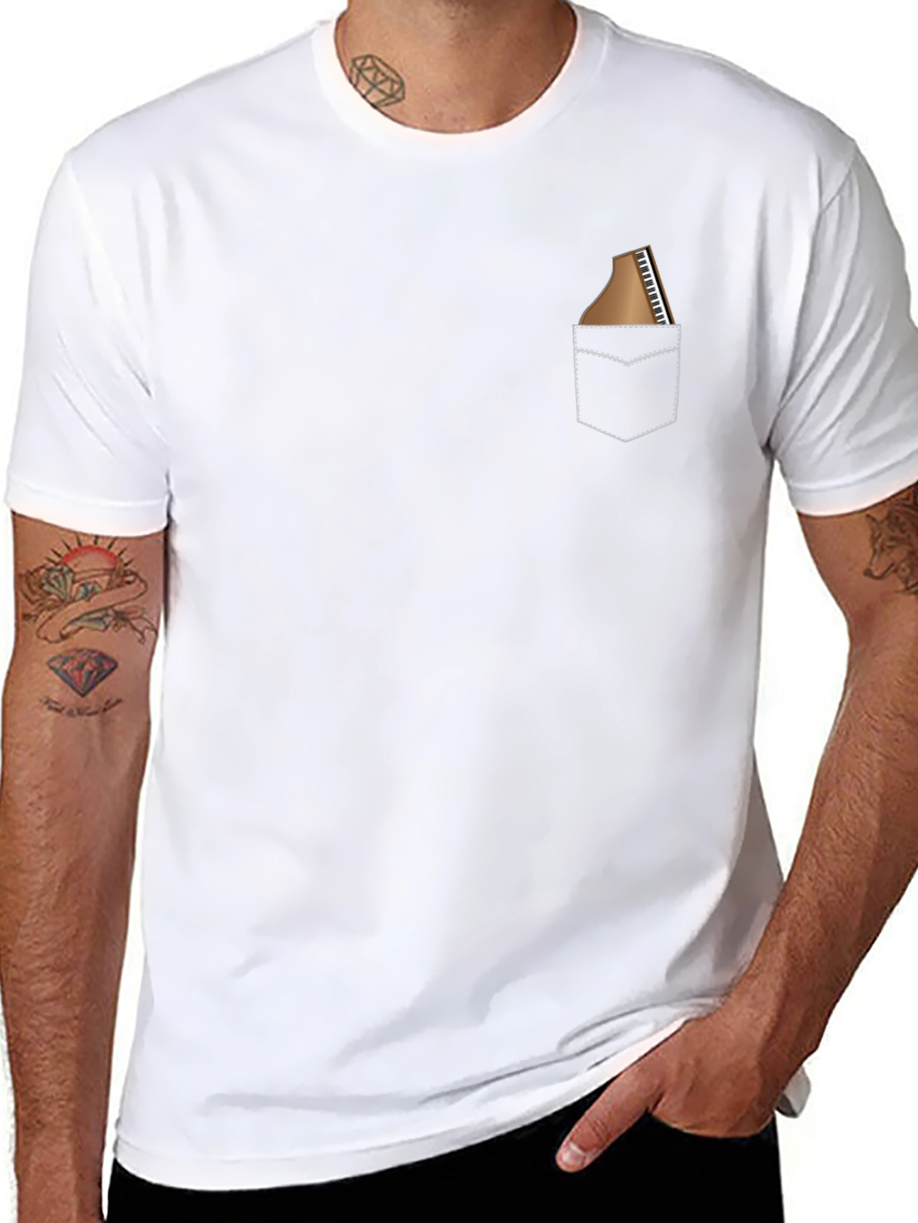 Piano Pocket Tee - Stylish Music Lovers T-Shirt