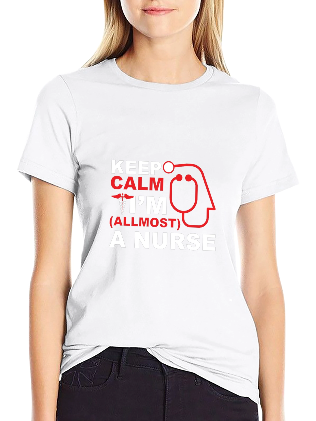 Keep Calm Im (Almost) A Nurse Black T-Shirt