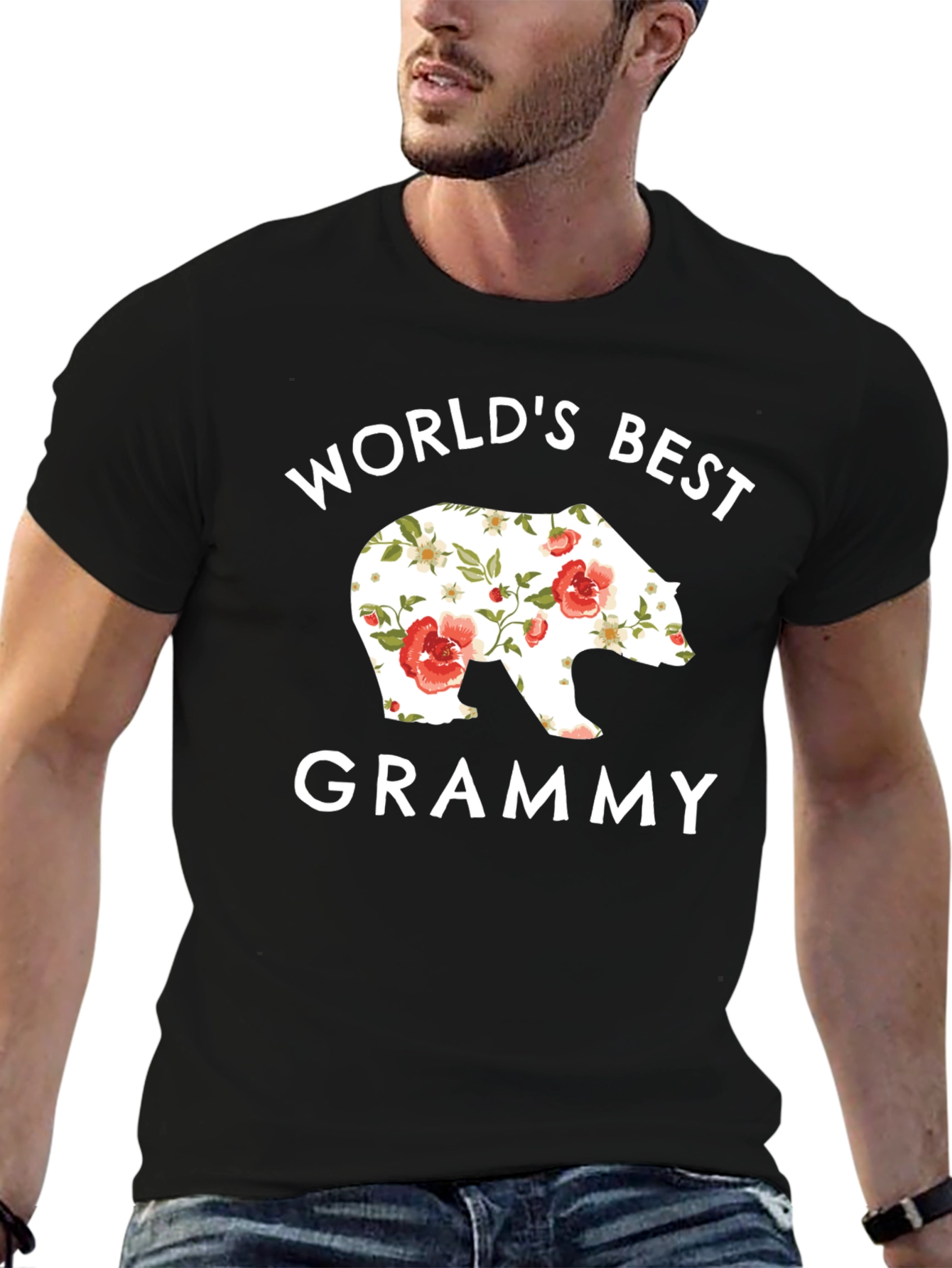 Worlds Best Grammy Bear Floral T-Shirt
