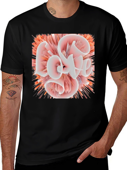 Abstract Love Graphic Black Tee