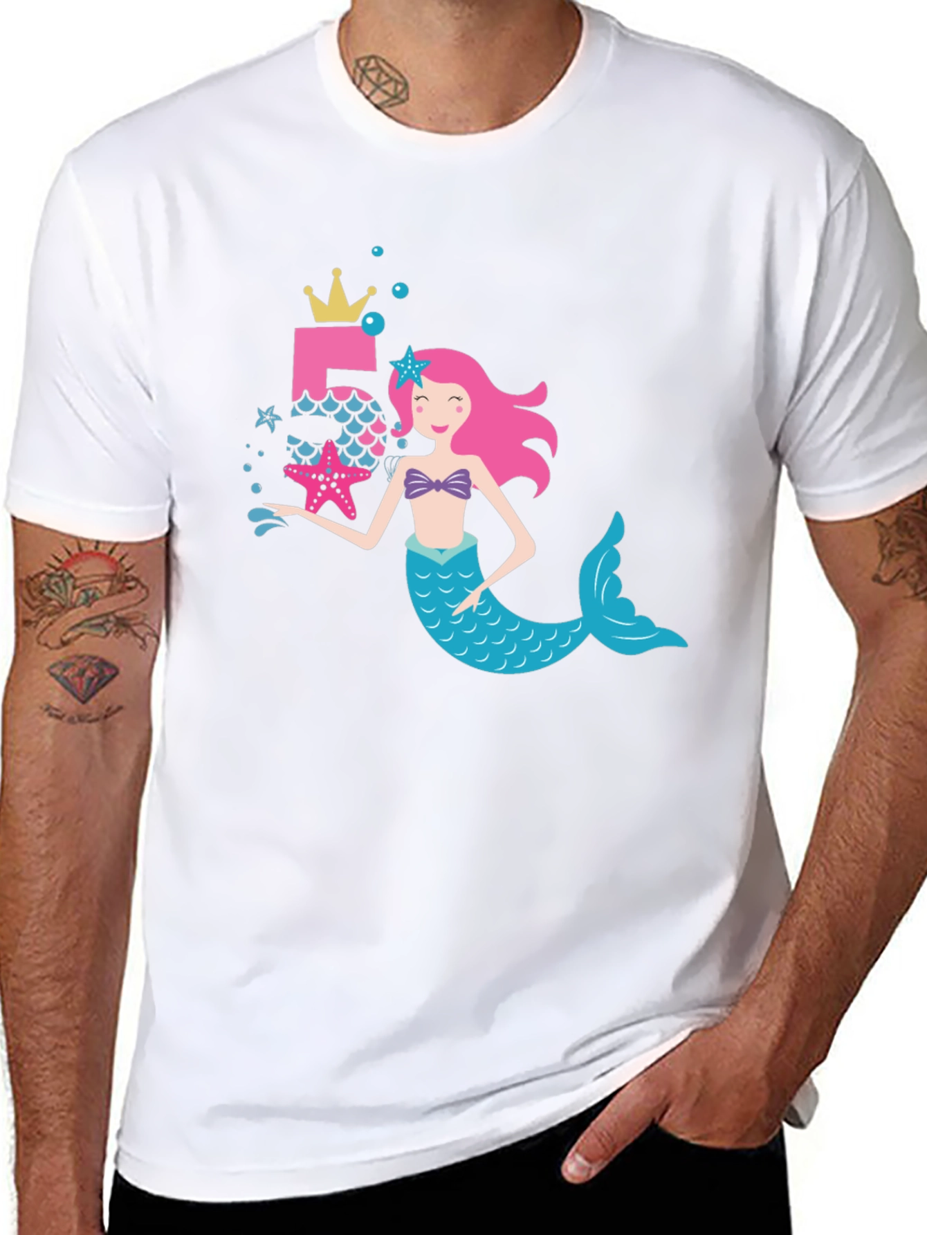 Mermaid 5th Birthday Black T-Shirt