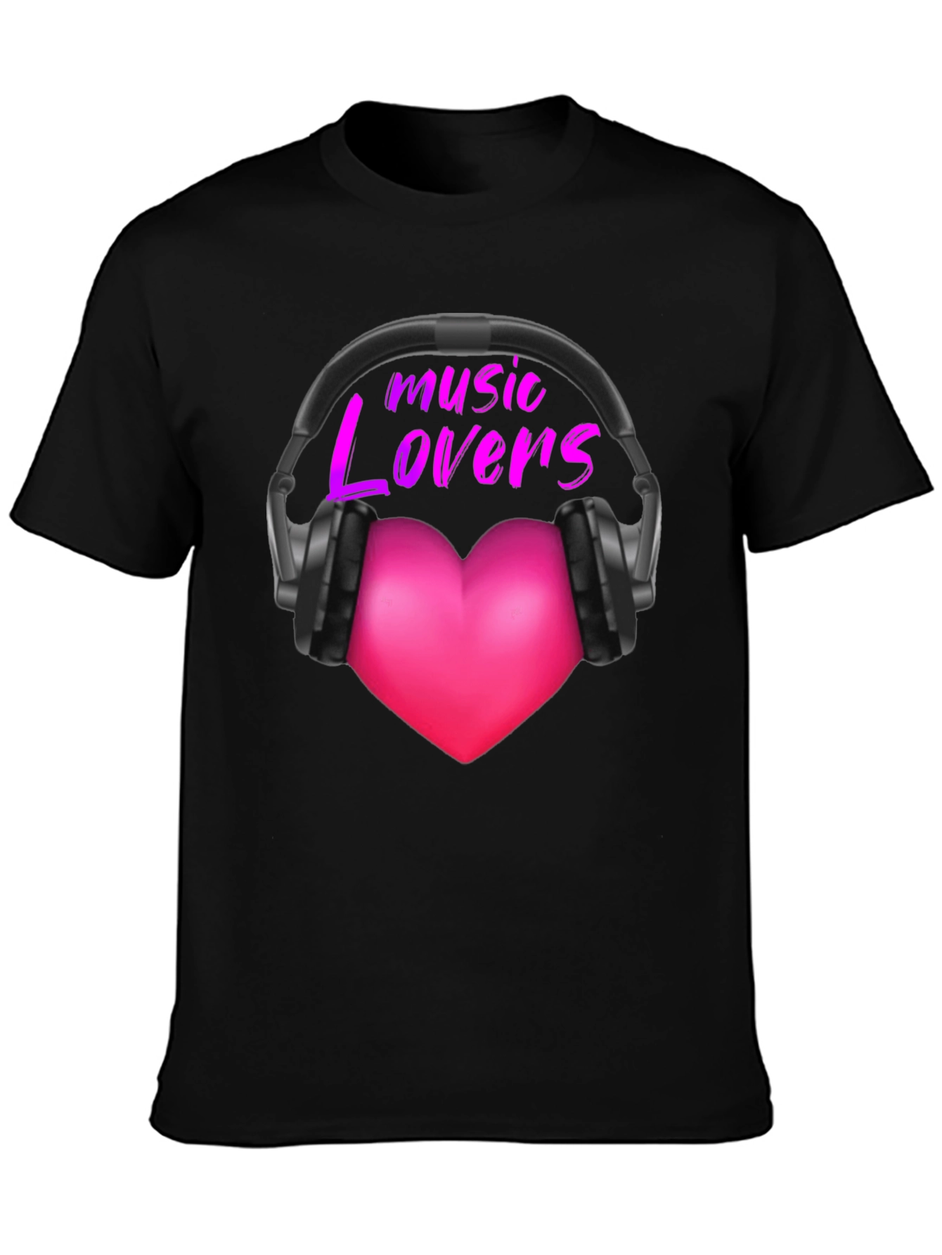Music Lovers T-Shirt - Heart Headphones Design