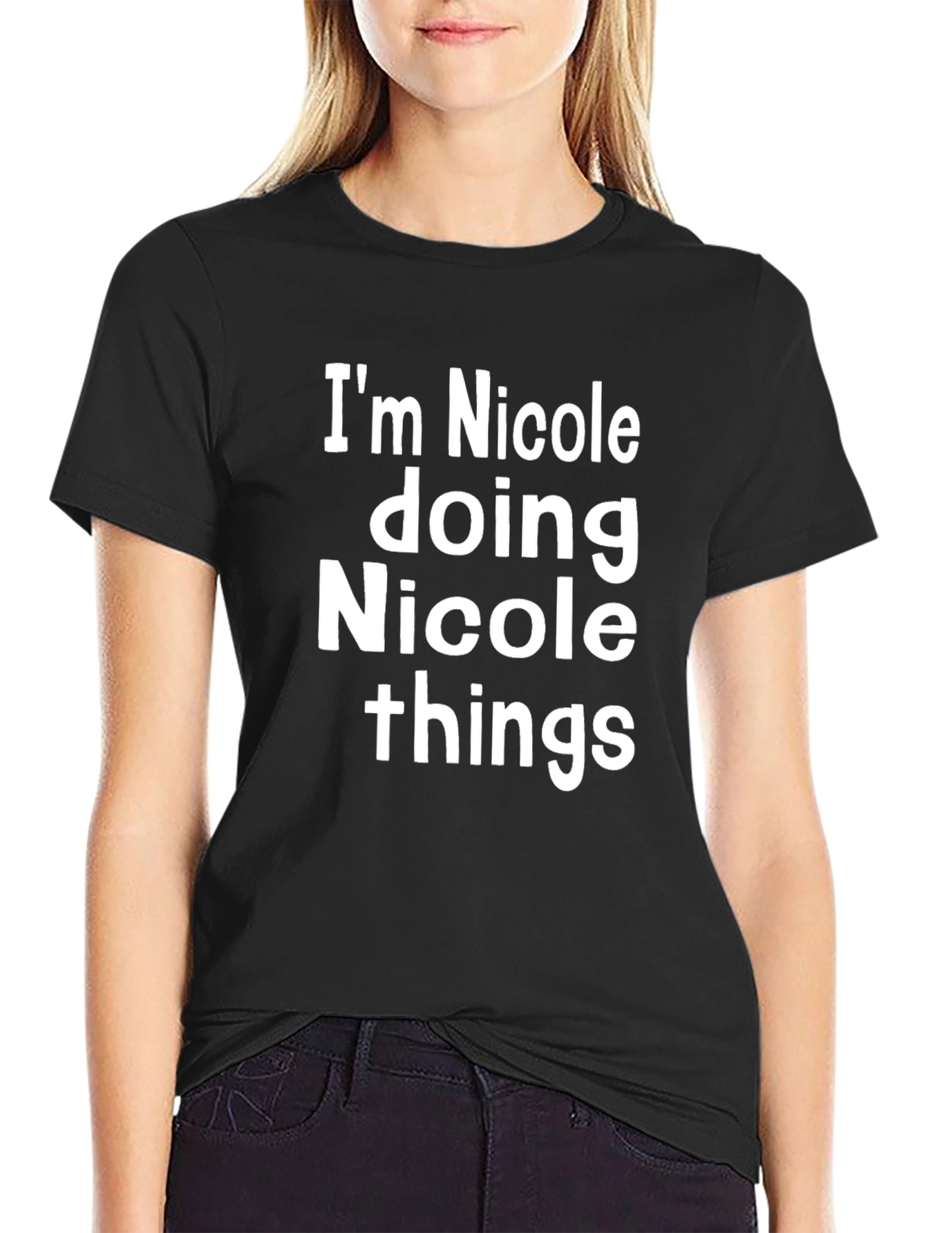 Im Nicole Doing Things Black T-Shirt