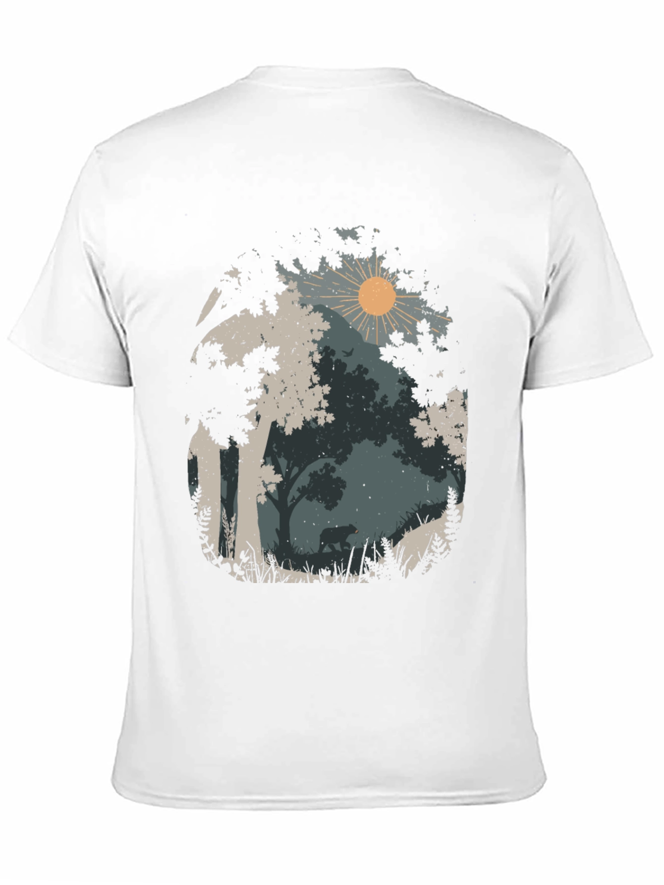 Nature Bear Graphic Tee - Black Cotton Blend