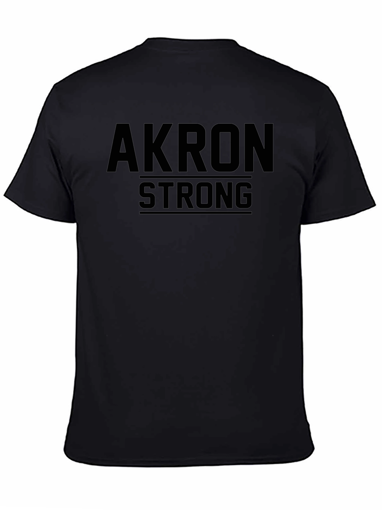 Akron Strong Graphic Tee - Solid Black Casual T-Shirt
