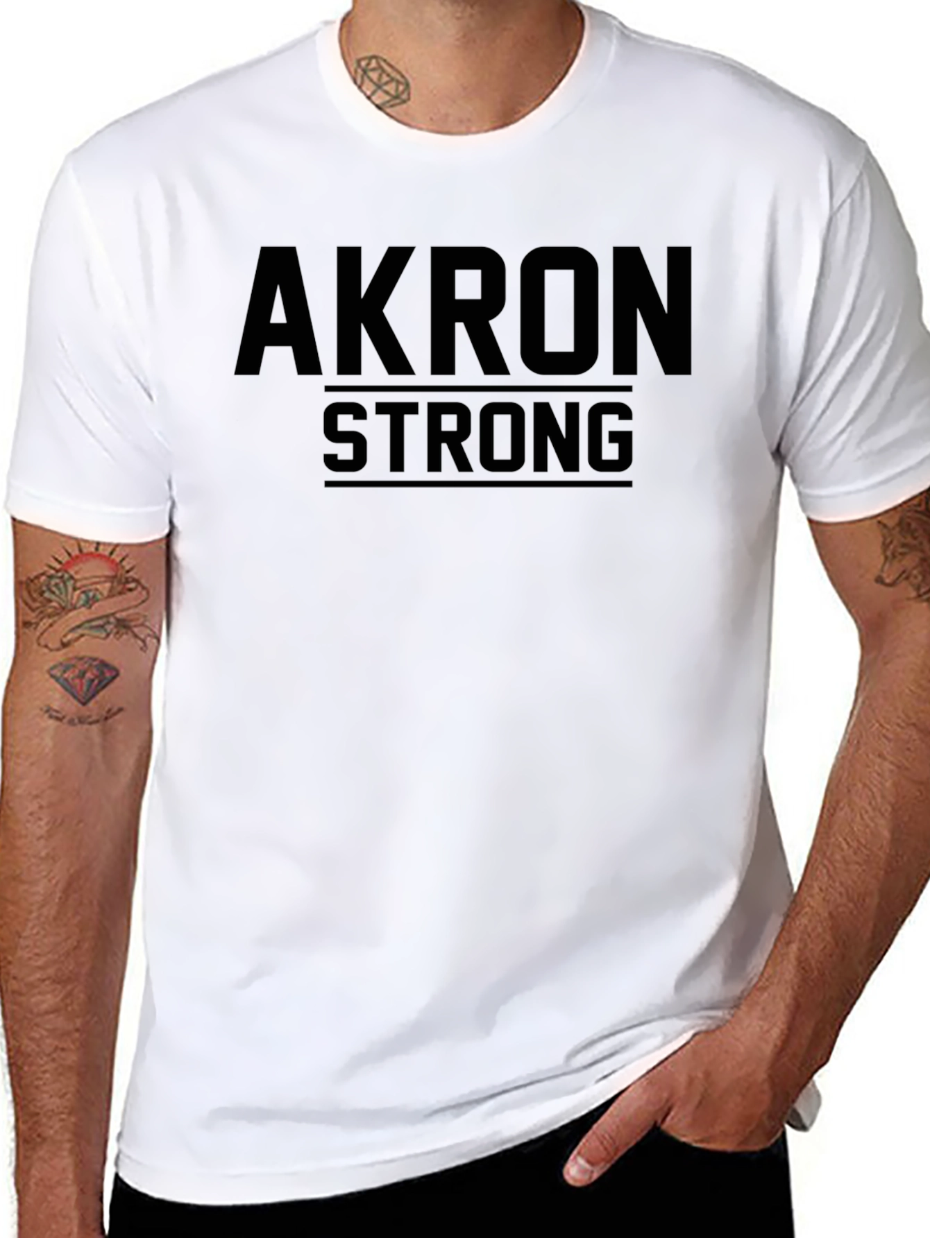 Akron Strong Graphic Tee - Solid Black Casual T-Shirt