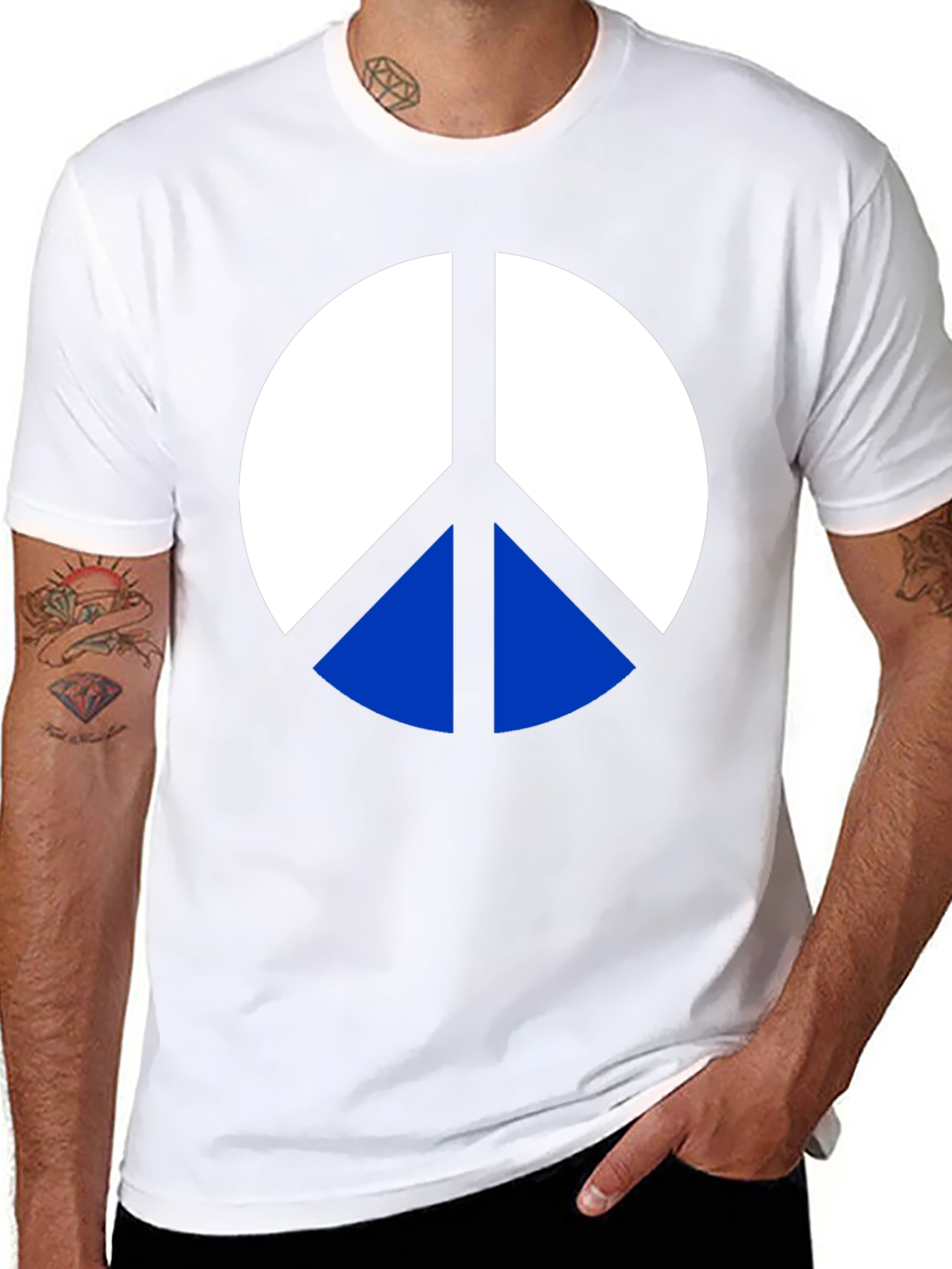 Peace Symbol Graphic Tee - Mens Black Cotton T-Shirt