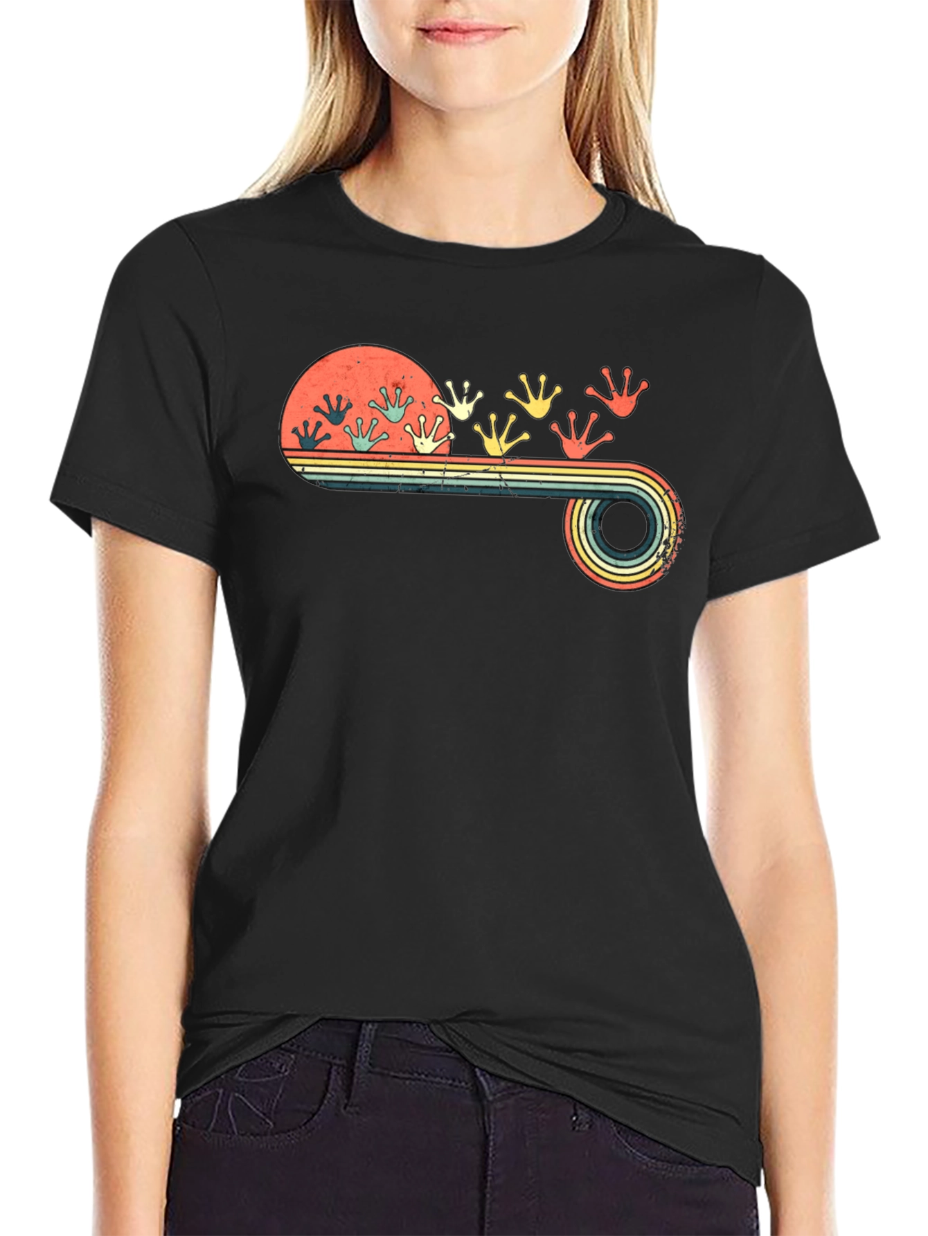 Retro Frog Footprint Graphic Tee