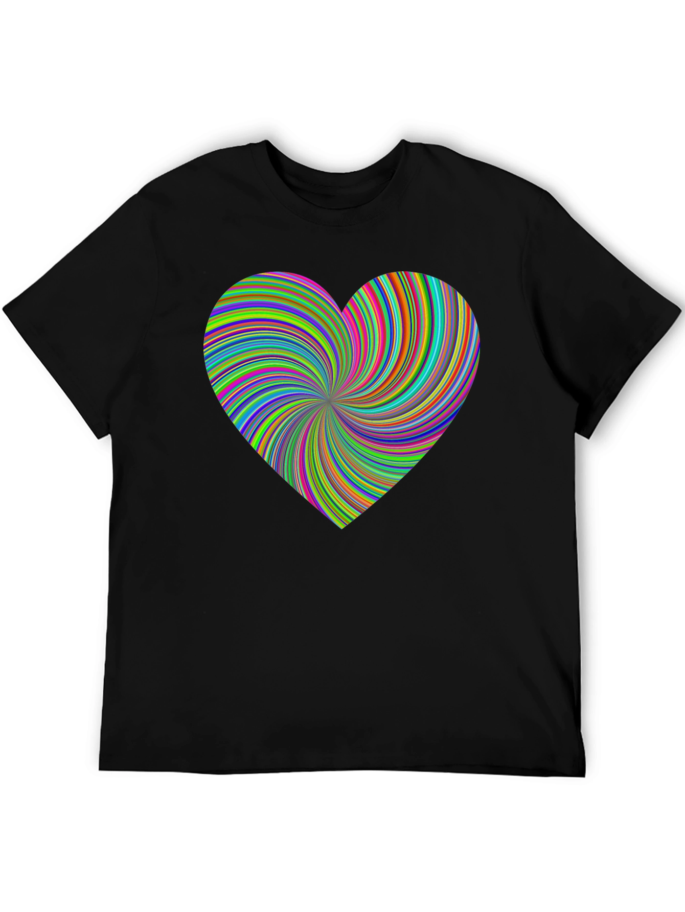 Vibrant Swirl Heart Black T-Shirt - Modern Artistic Tee