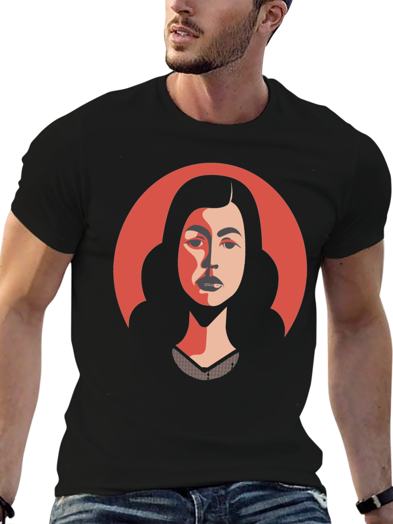 Woman Portrait Graphic Tee - Stylish Black T-Shirt