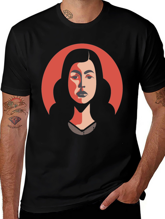 Woman Portrait Graphic Tee - Stylish Black T-Shirt