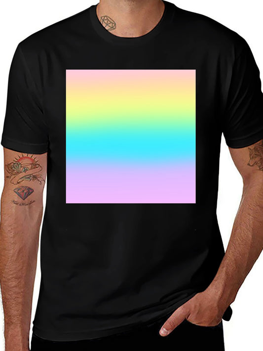 Gradient Square Print Black Crew Neck T-Shirt