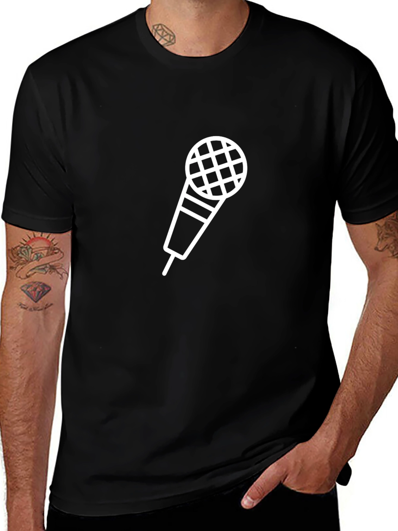 Microphone Graphic T-Shirt - Black