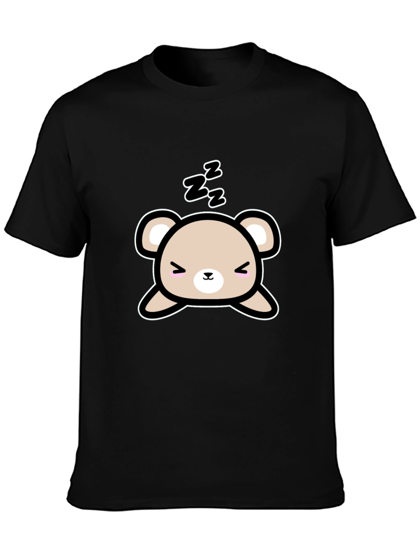 Cute Sleeping Bear Black T-Shirt