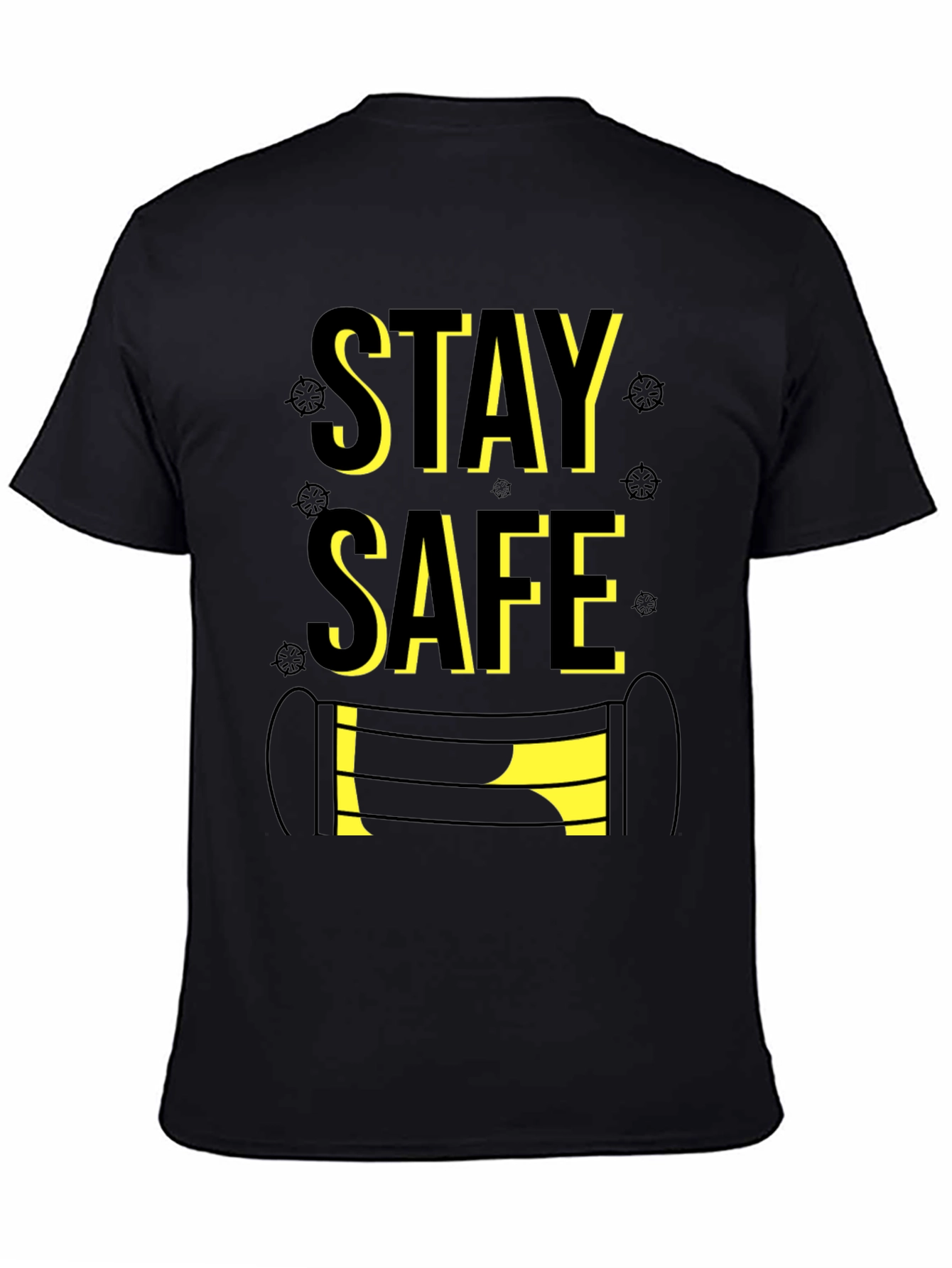 Stay Safe Graphic Tee - Black Cotton Blend