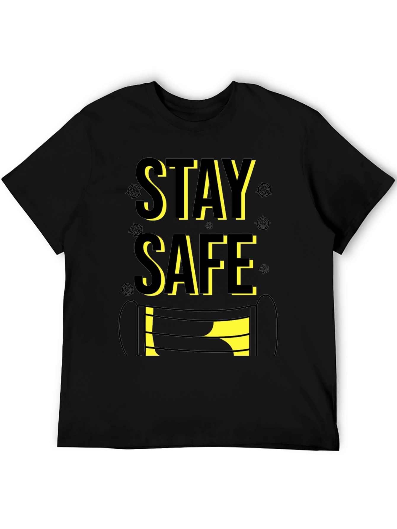 Stay Safe Graphic Tee - Black Cotton Blend