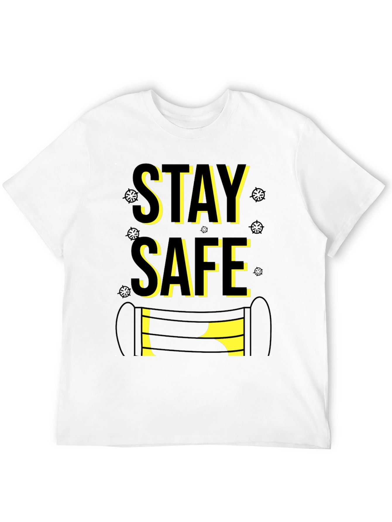 Stay Safe Graphic Tee - Black Cotton Blend