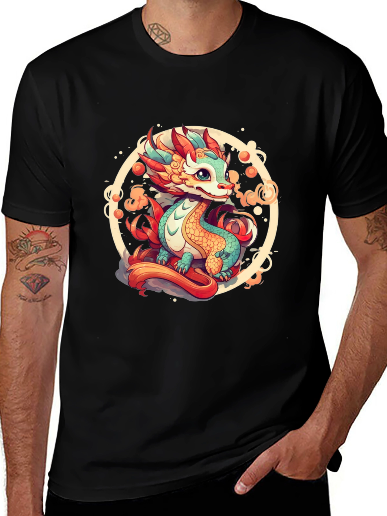 Cute Dragon Graphic Tee - Black T-Shirt