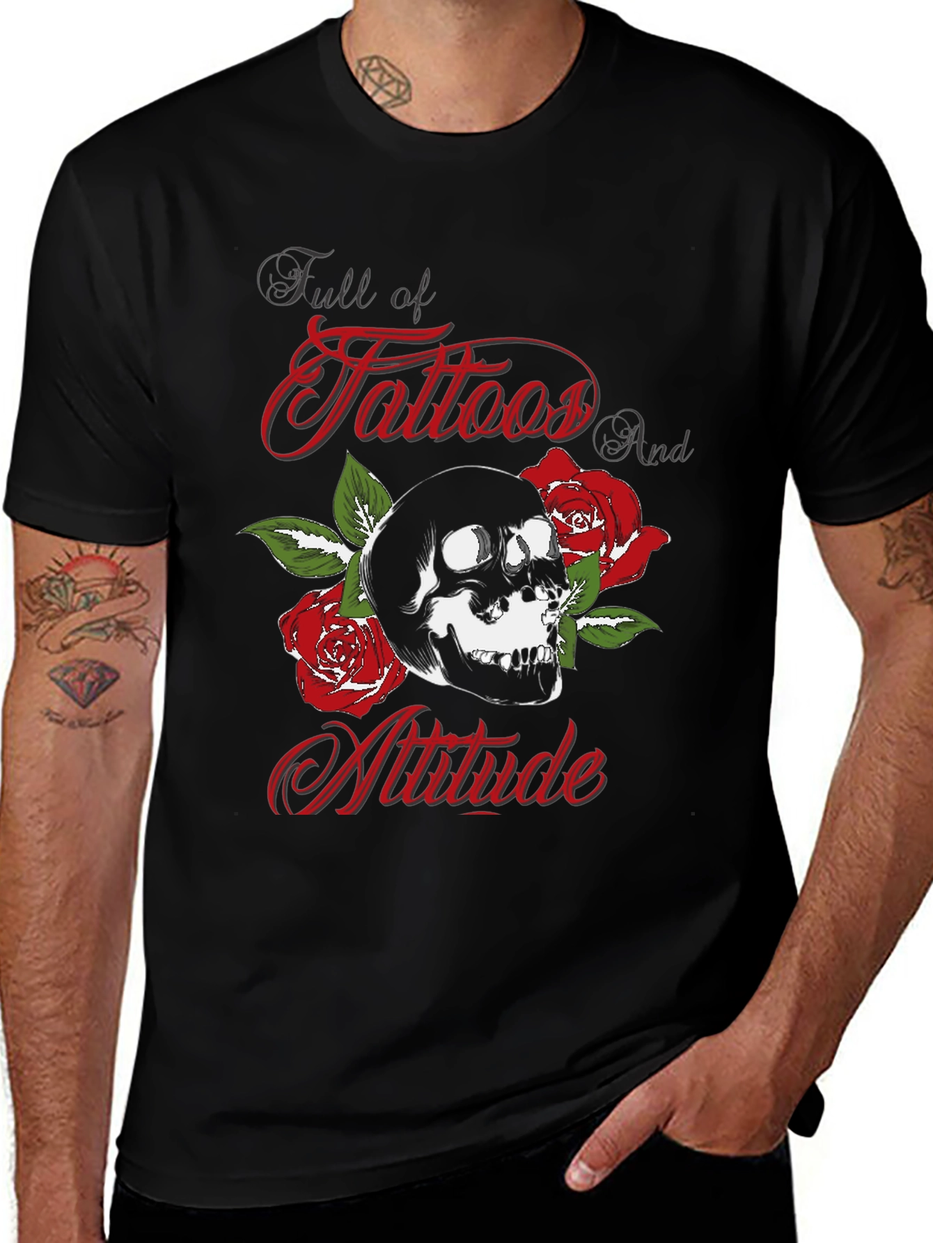 Skull & Roses Graphic T-Shirt - Tattoo Attitude