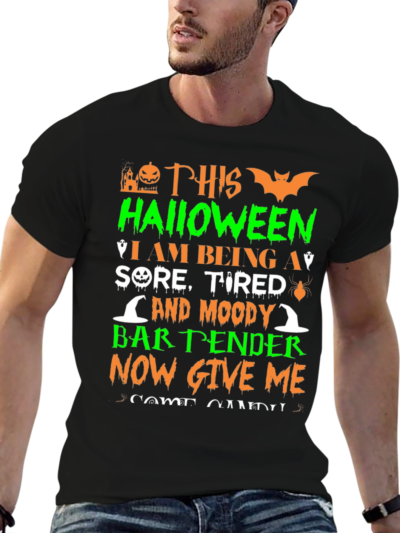 Halloween Bartender T-Shirt - Sore Tired & Moody