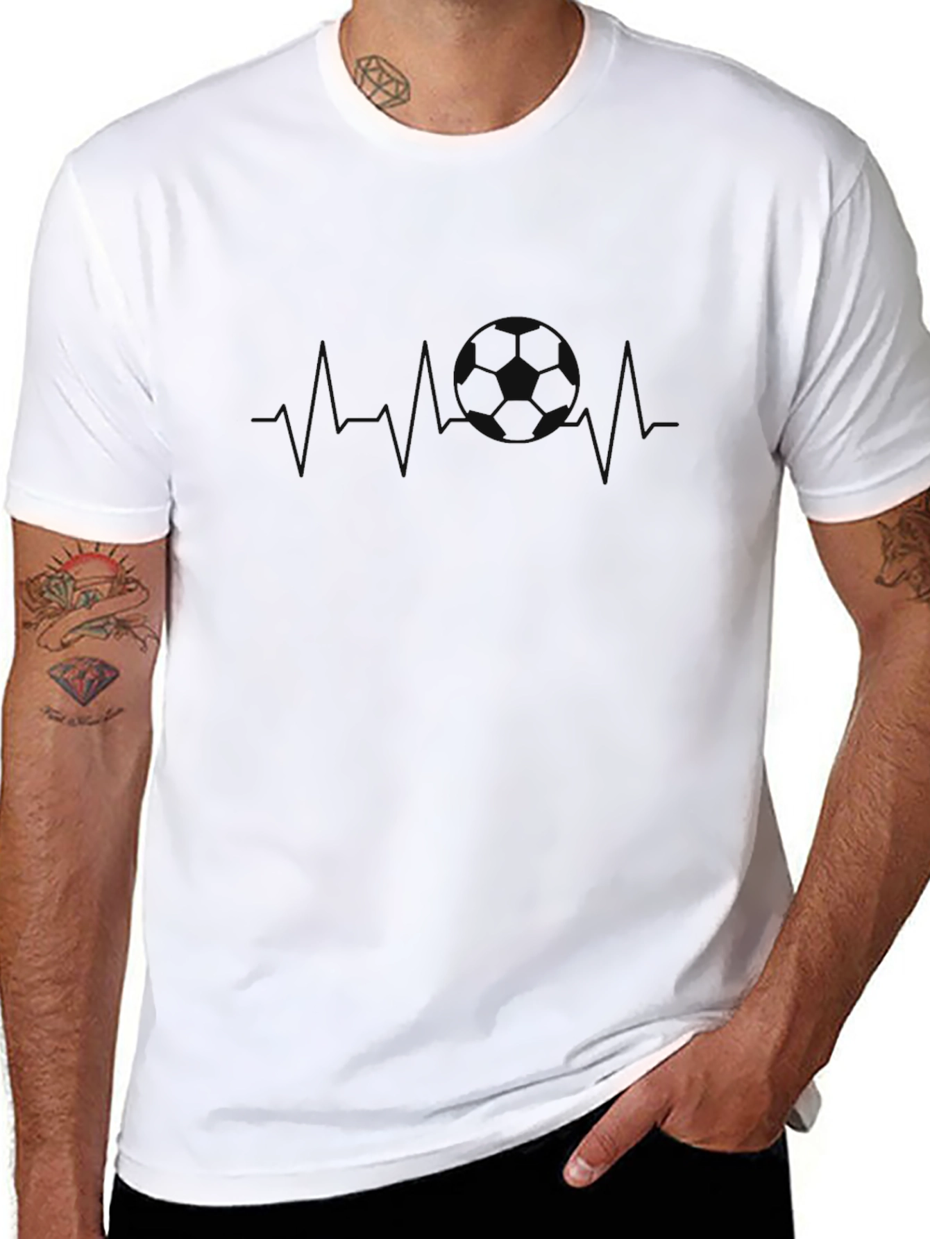Soccer Heartbeat T-Shirt - Black