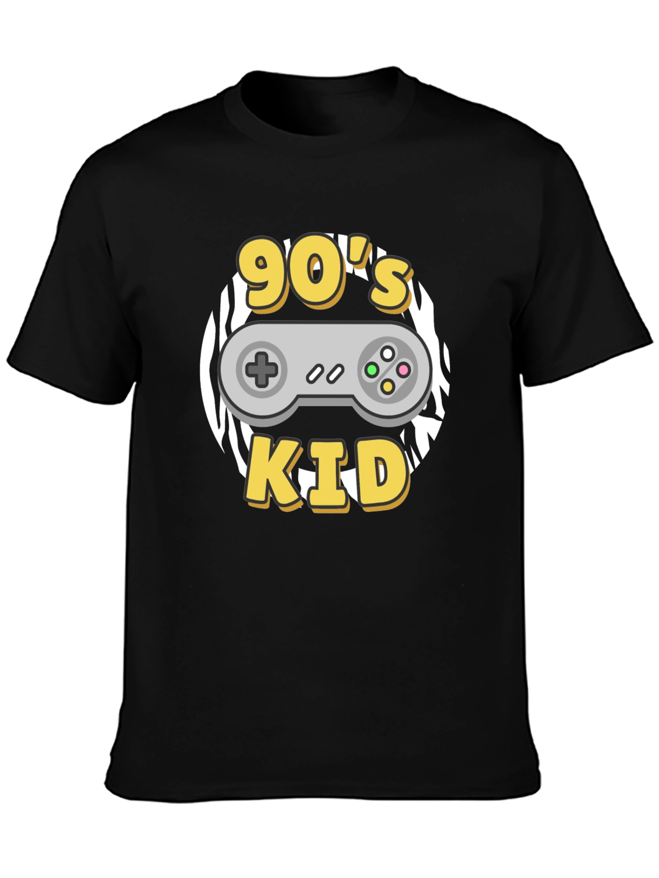 90s Kid Black T-Shirt with Game Controller