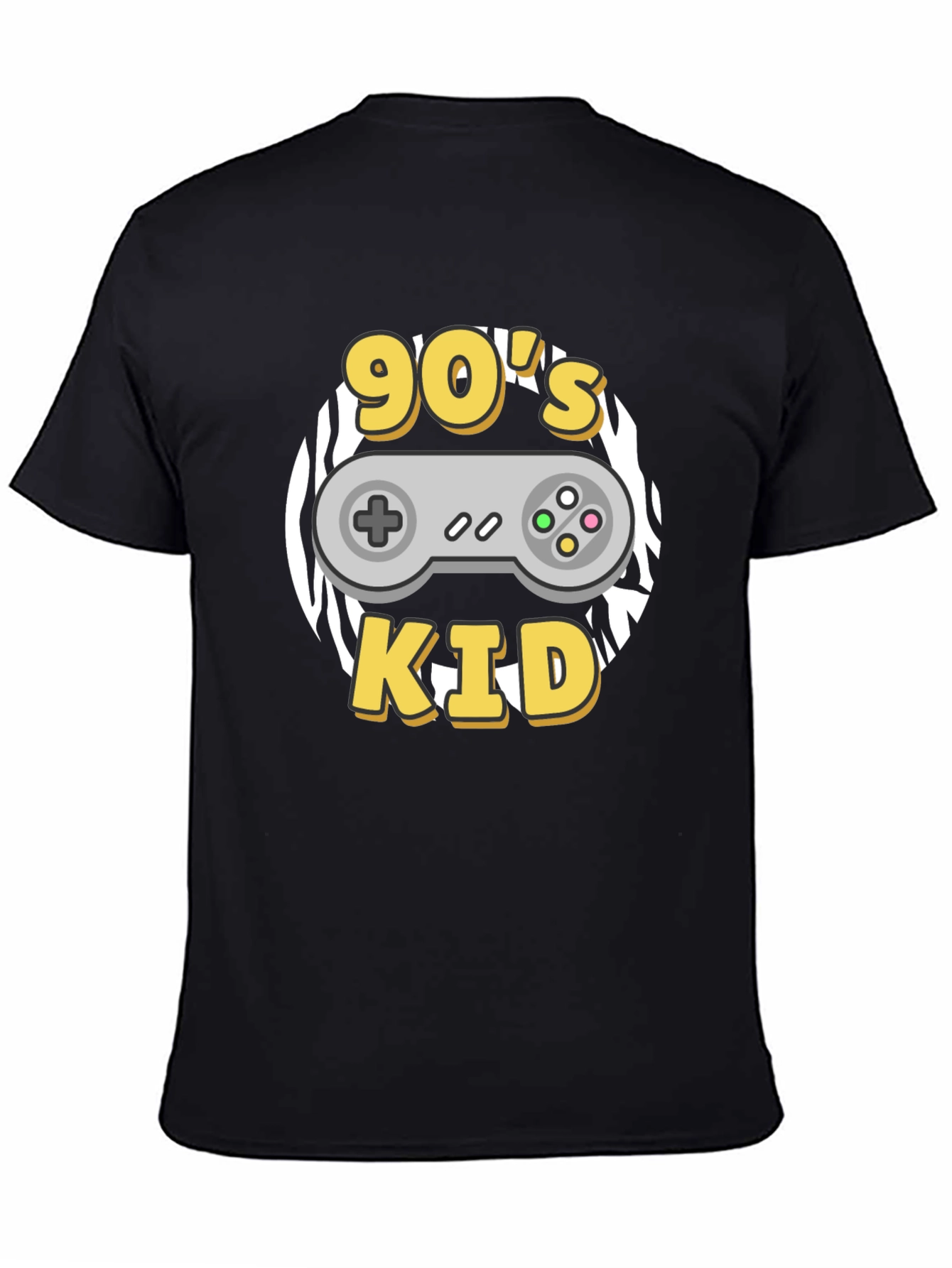 90s Kid Black T-Shirt with Game Controller