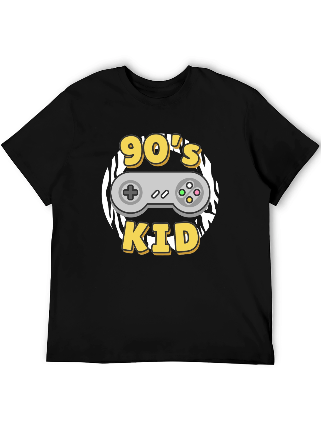 90s Kid Black T-Shirt with Game Controller