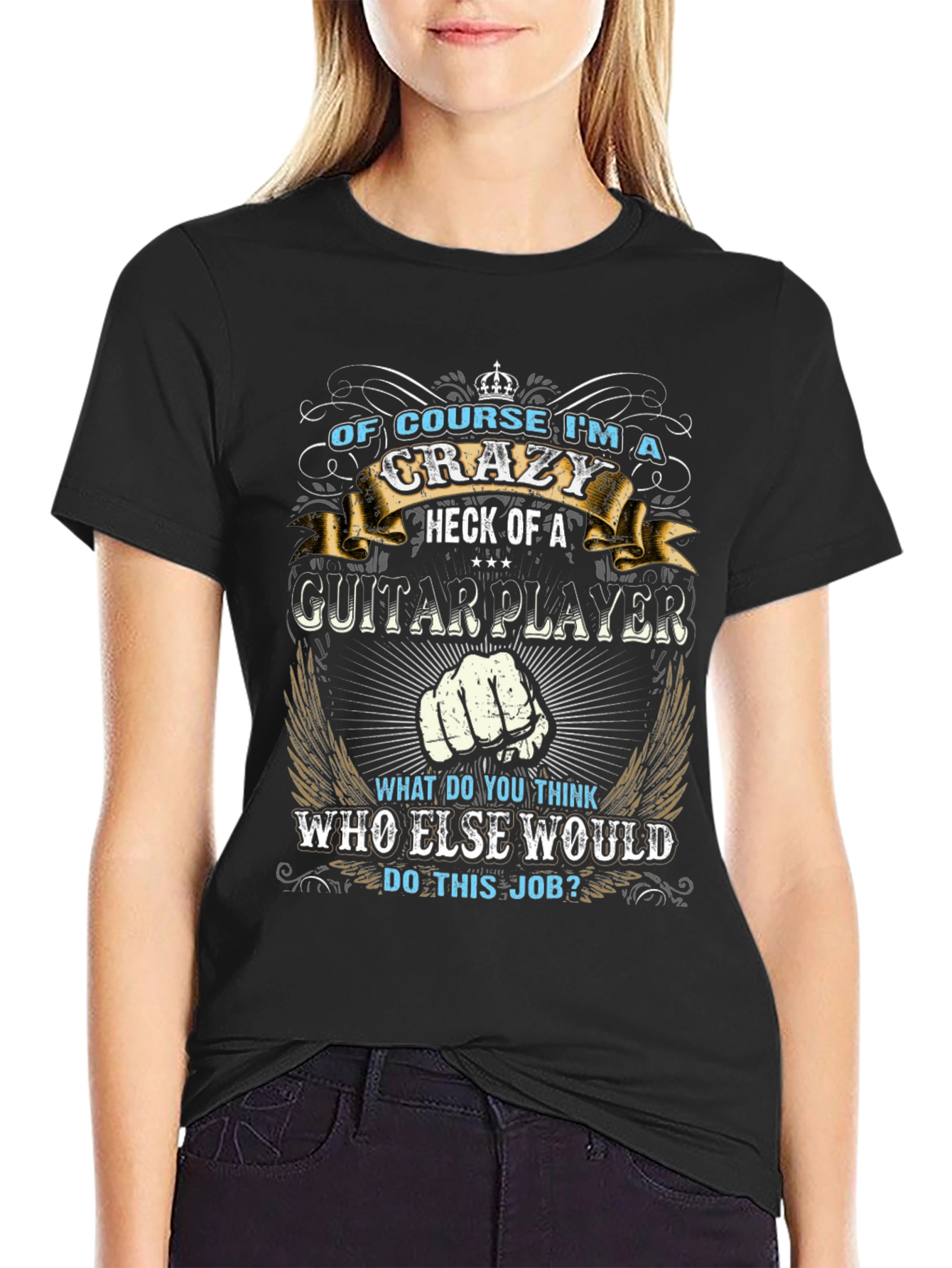 Crazy Guitar Player Graphic Tee