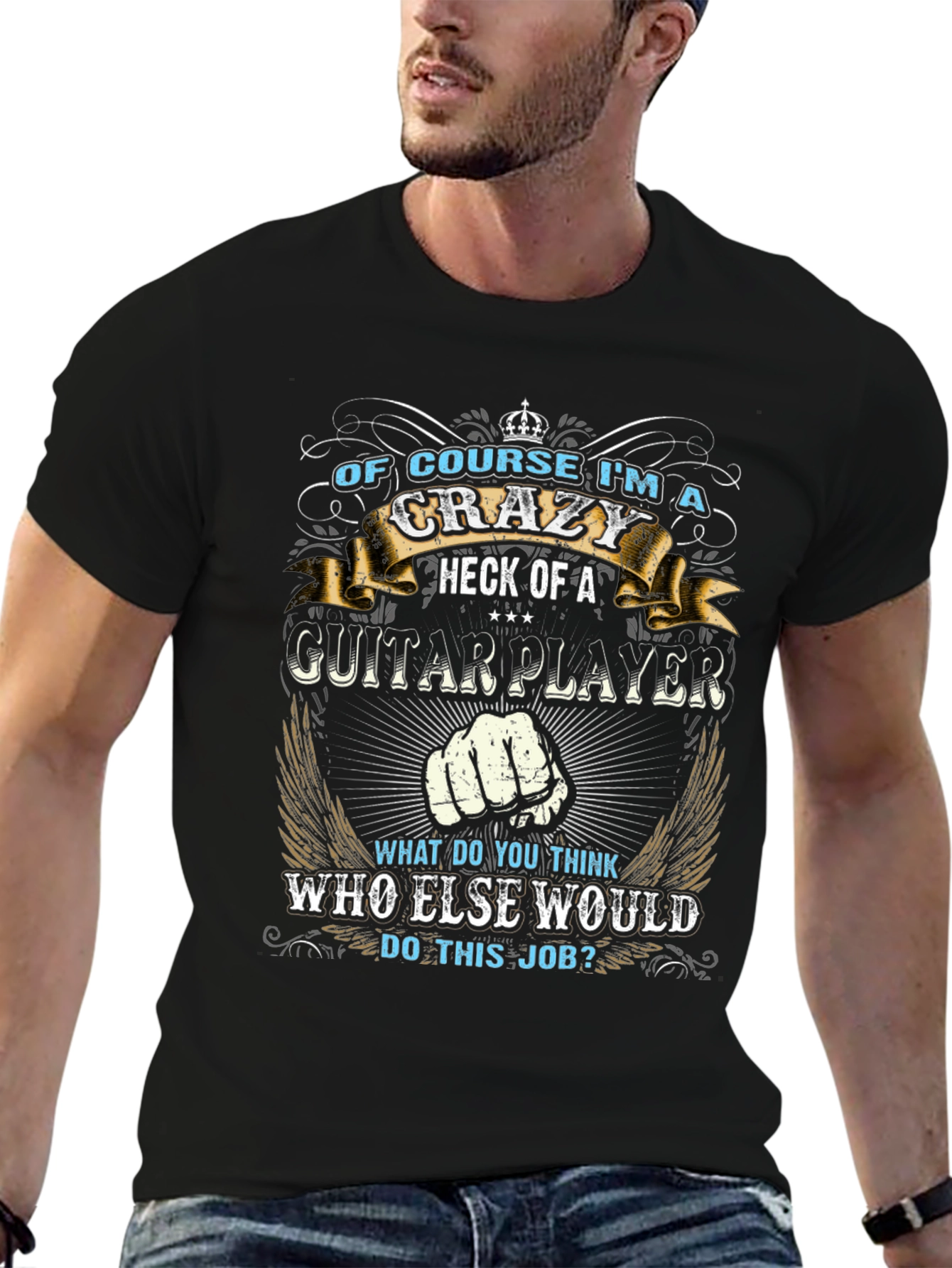 Crazy Guitar Player Graphic Tee